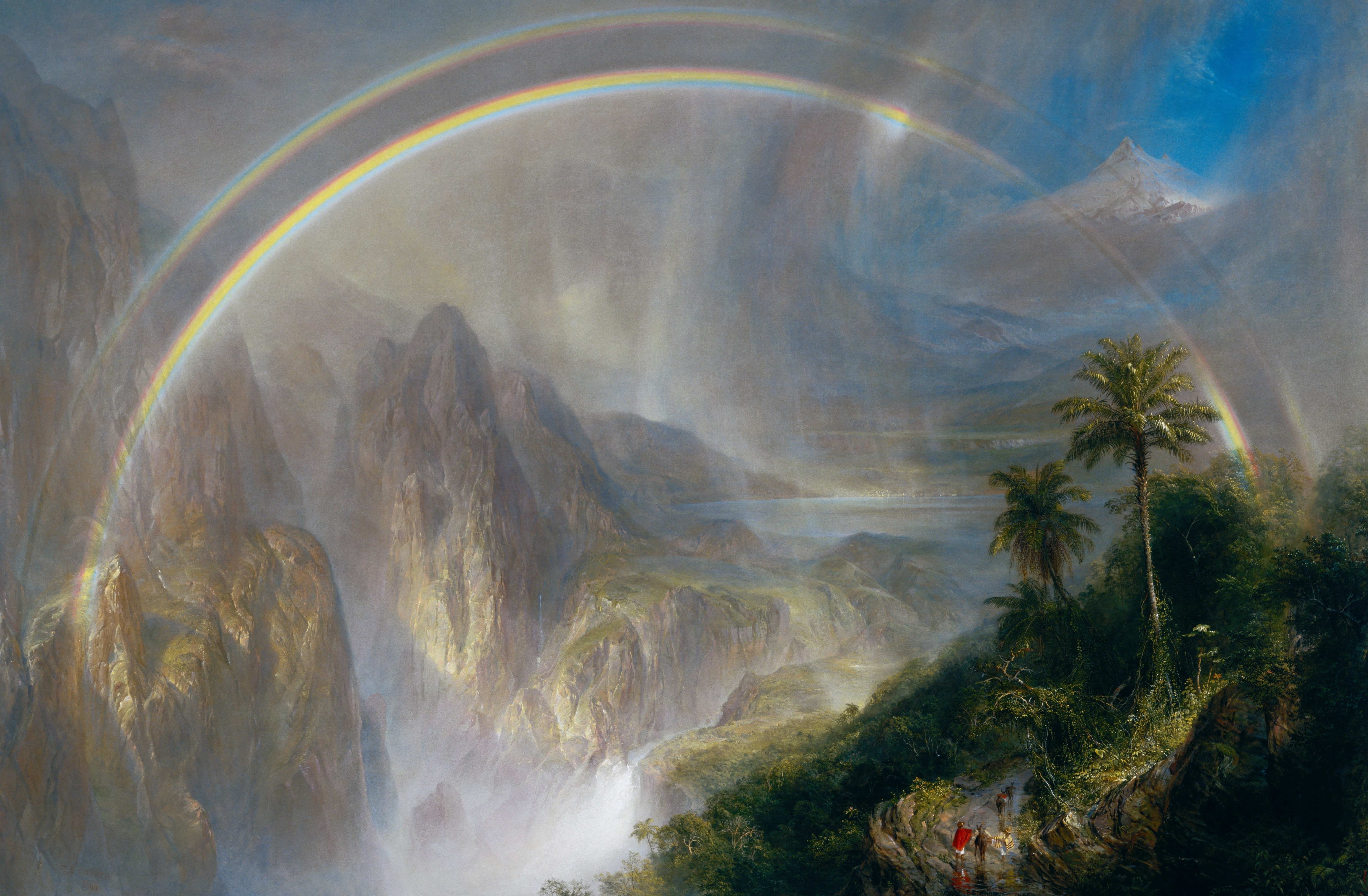 rainbow, Frederic Edwin Church, landscape, picture, mountains, The Rainy season in the Tropics, 5K, HD Wallpaper