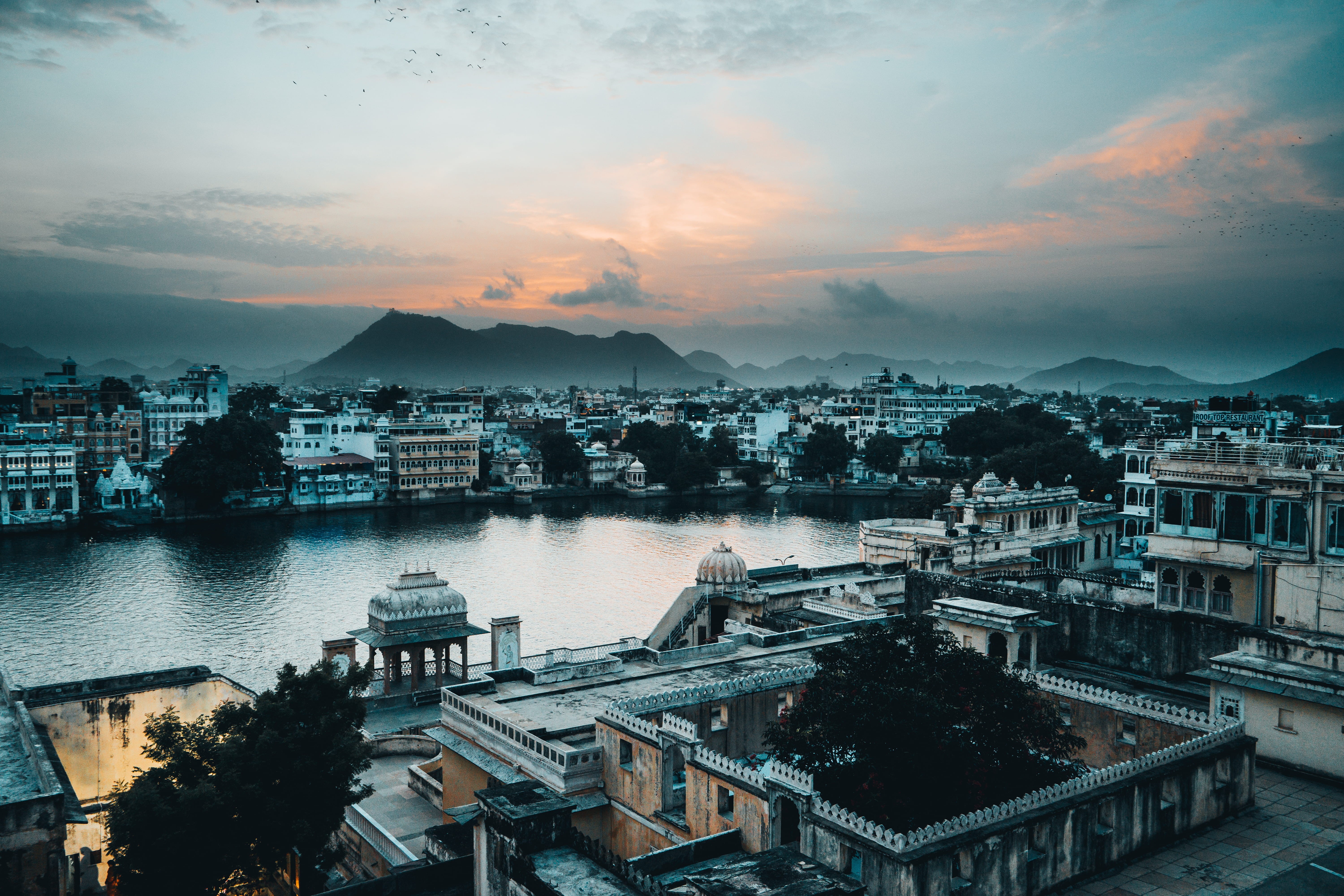 no people, residential district, 5K, building, city, water, outdoors, river, high angle view, cloud - sky, cityscape, nautical vessel, sky, building exterior, HD Wallpaper