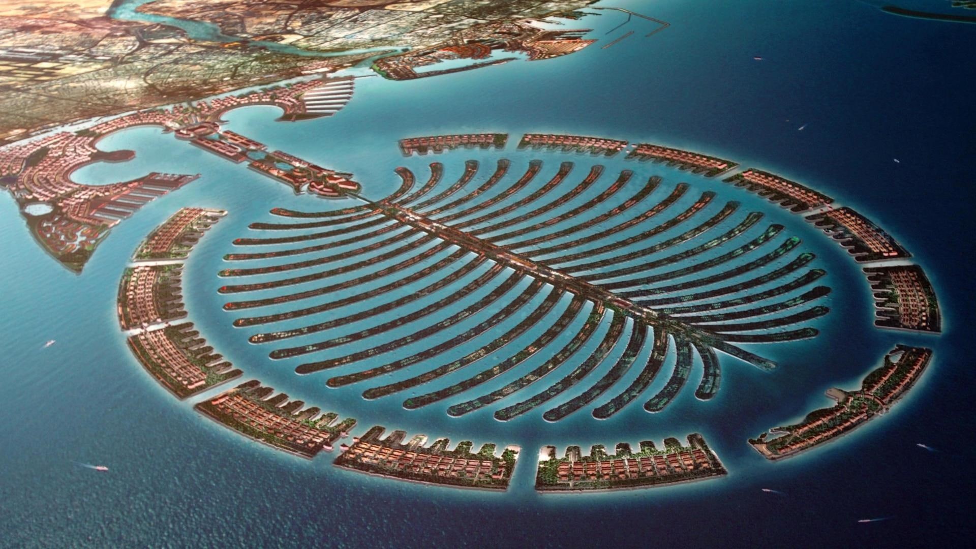 houses, islands, development, luxury, 1080P, dubai, nature and landscapes, palm, island, HD Wallpaper