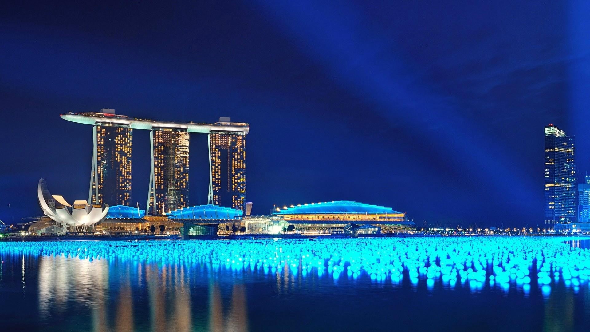 downtown District, cultures, architecture, modern, urban Scene, marina Bay Sands Hotel, illuminated, travel, lighting Equipment, city, no people, casino, HD Wallpaper