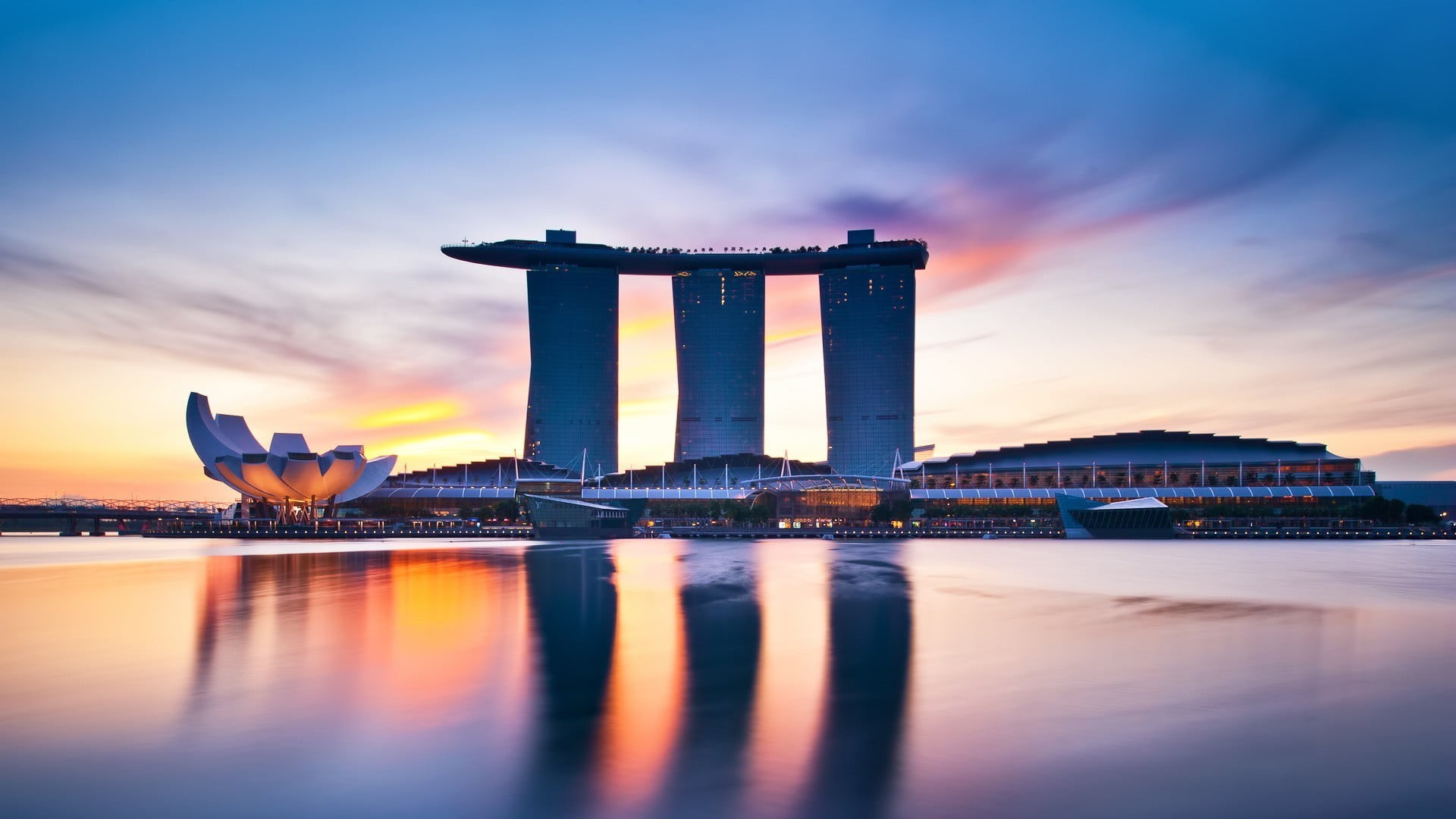 hotel, sunset, built structure, architecture, outdoors, no people, bay, waterfront, airport, building exterior, sea, skyscraper, nature, transportation, HD Wallpaper