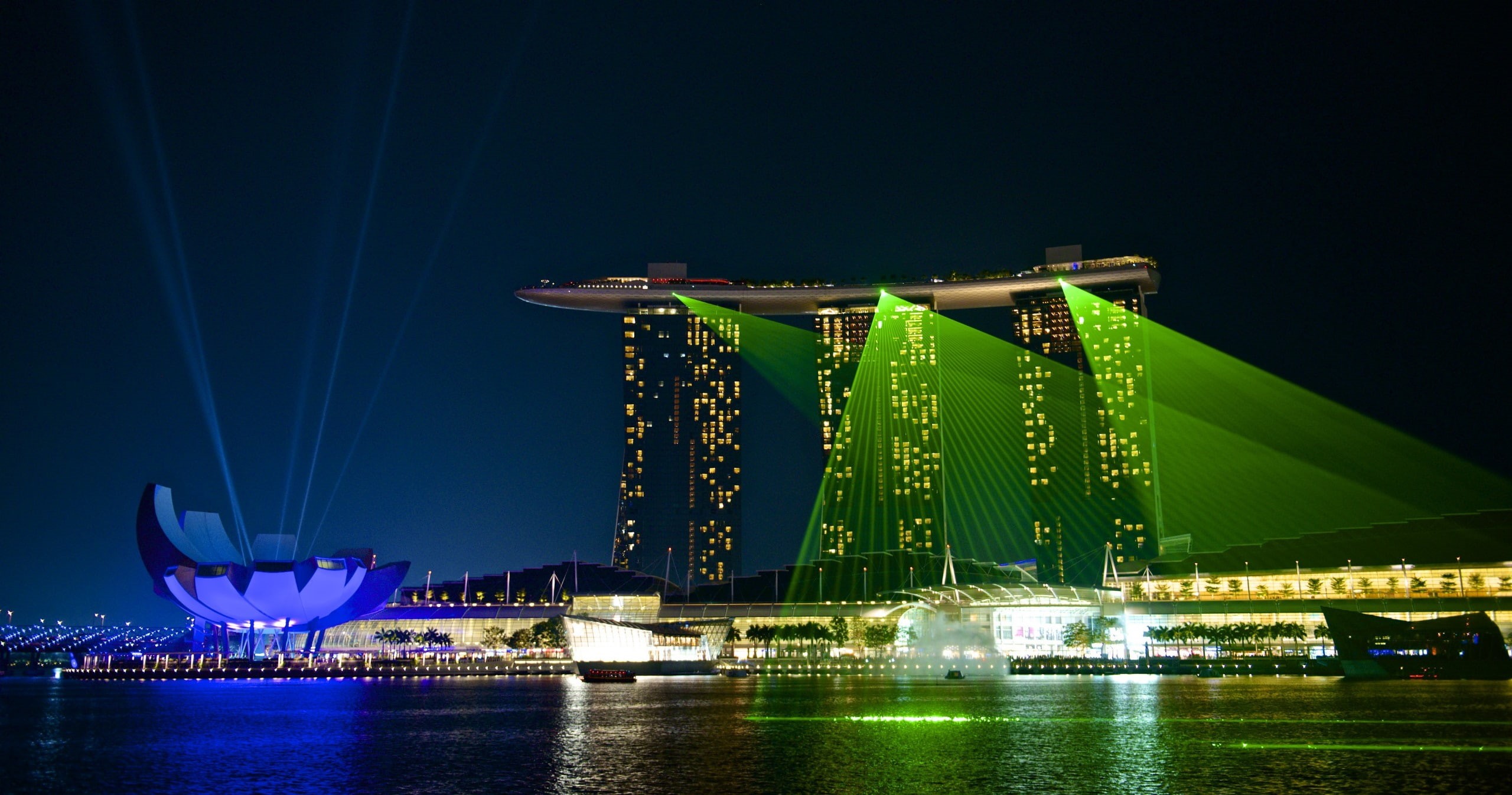 night, Marina Bay, 2K, Singapore, HD Wallpaper