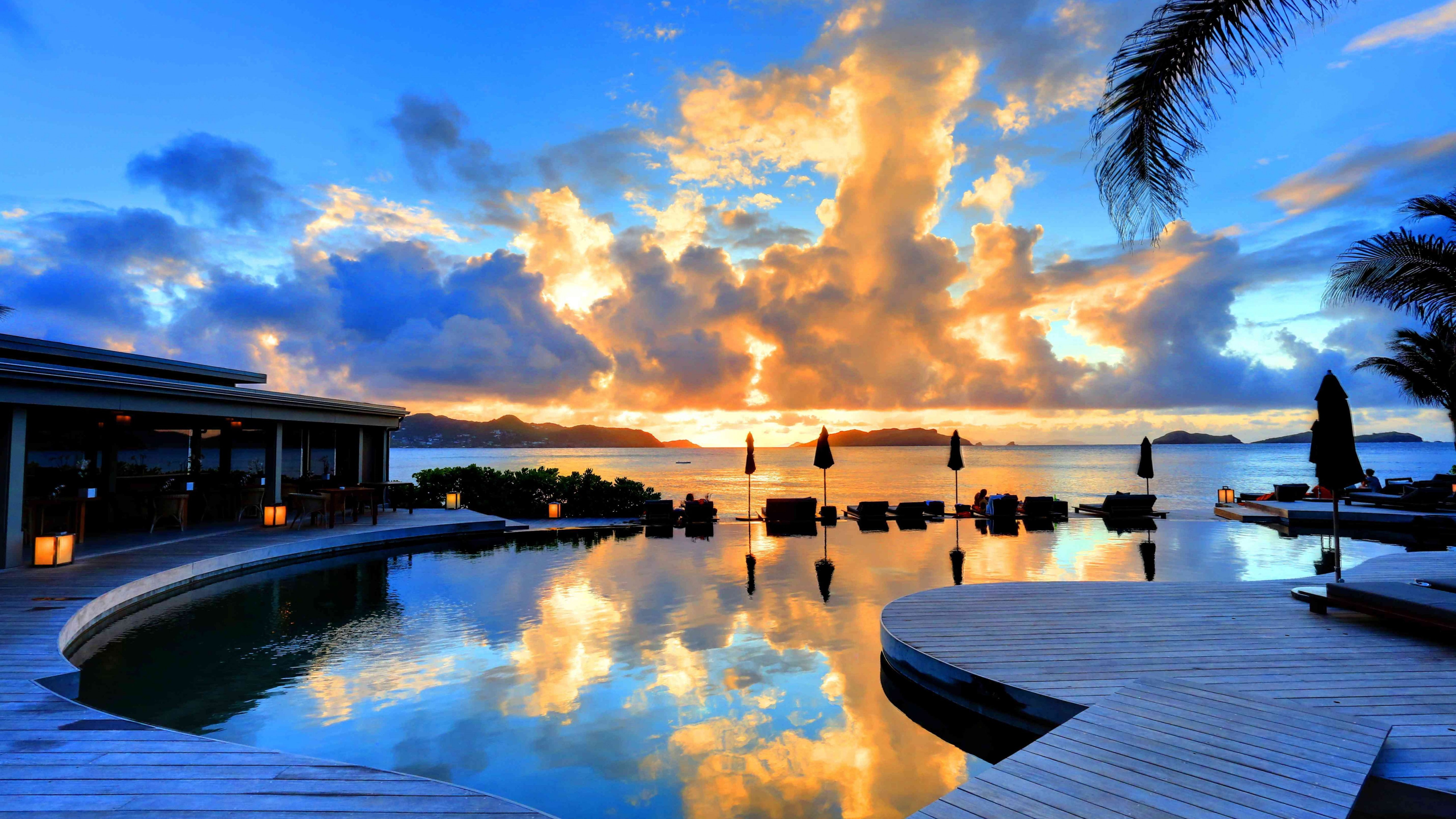 8k, Hotel Christopher, 5k, 5K, St Barth, pool, infinity, travel, sunset, tourism, HD Wallpaper