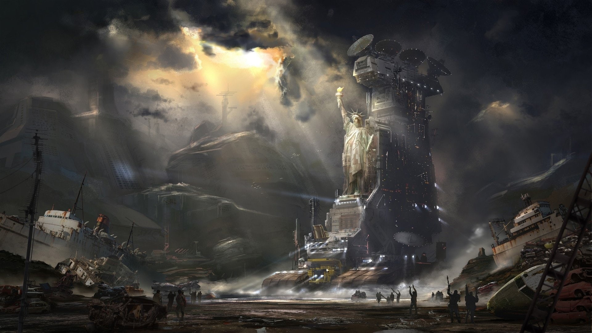 1080P, Statue of Liberty, Antenna, Sci Fi, Post Apocalyptic, HD Wallpaper