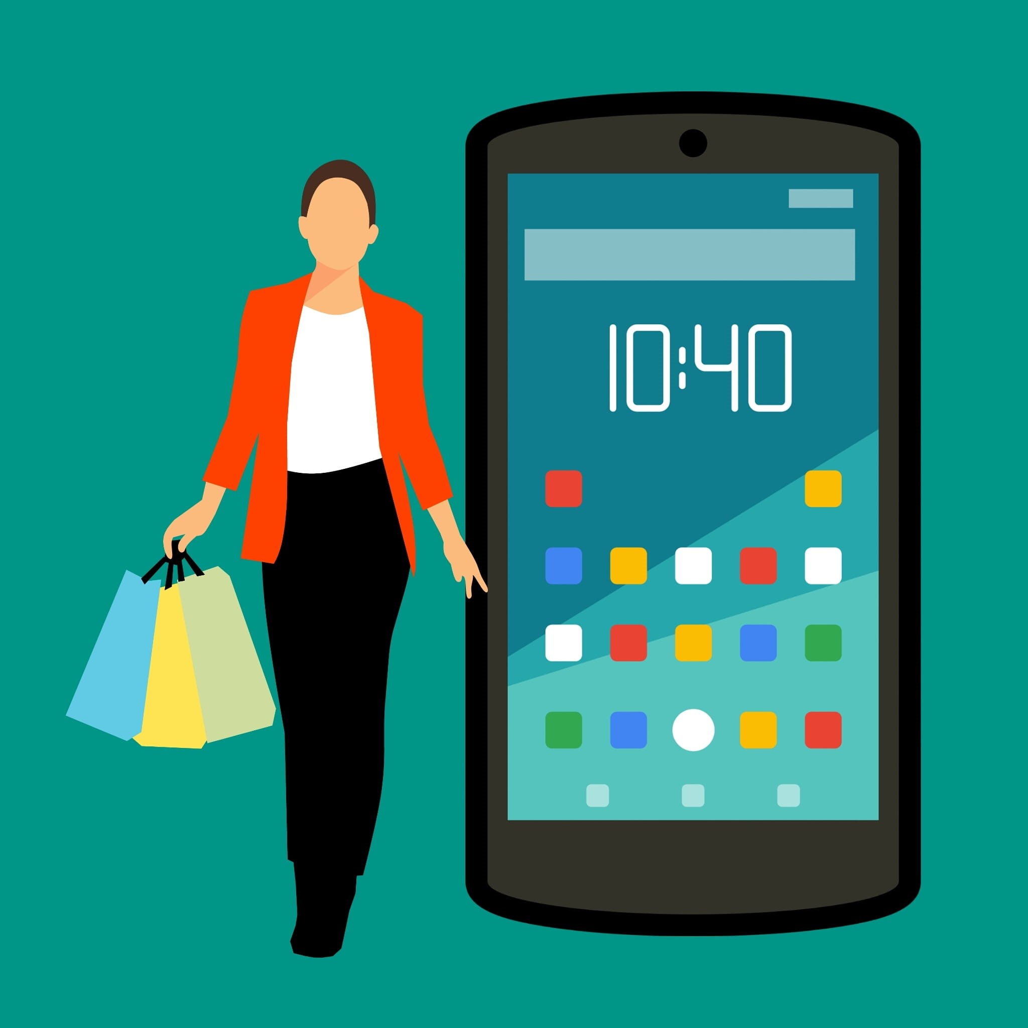 multi colored, ecommerce, shopping bags, retail, online, indoors, technology, illustration, logo online shop, online shopping icons, men, communication, Phone HD Wallpaper