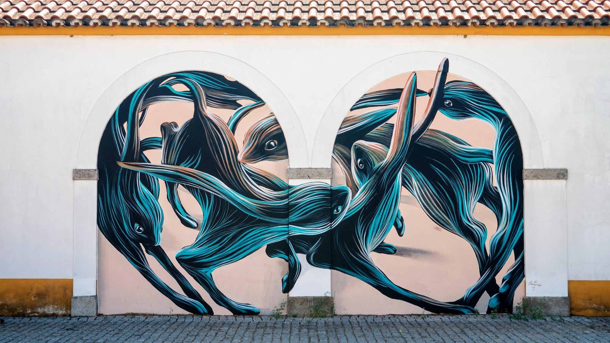 mural, human representation, built structure, building exterior, creativity, art and craft, wall - building feature, representation, rabbits, entrance, HD Wallpaper