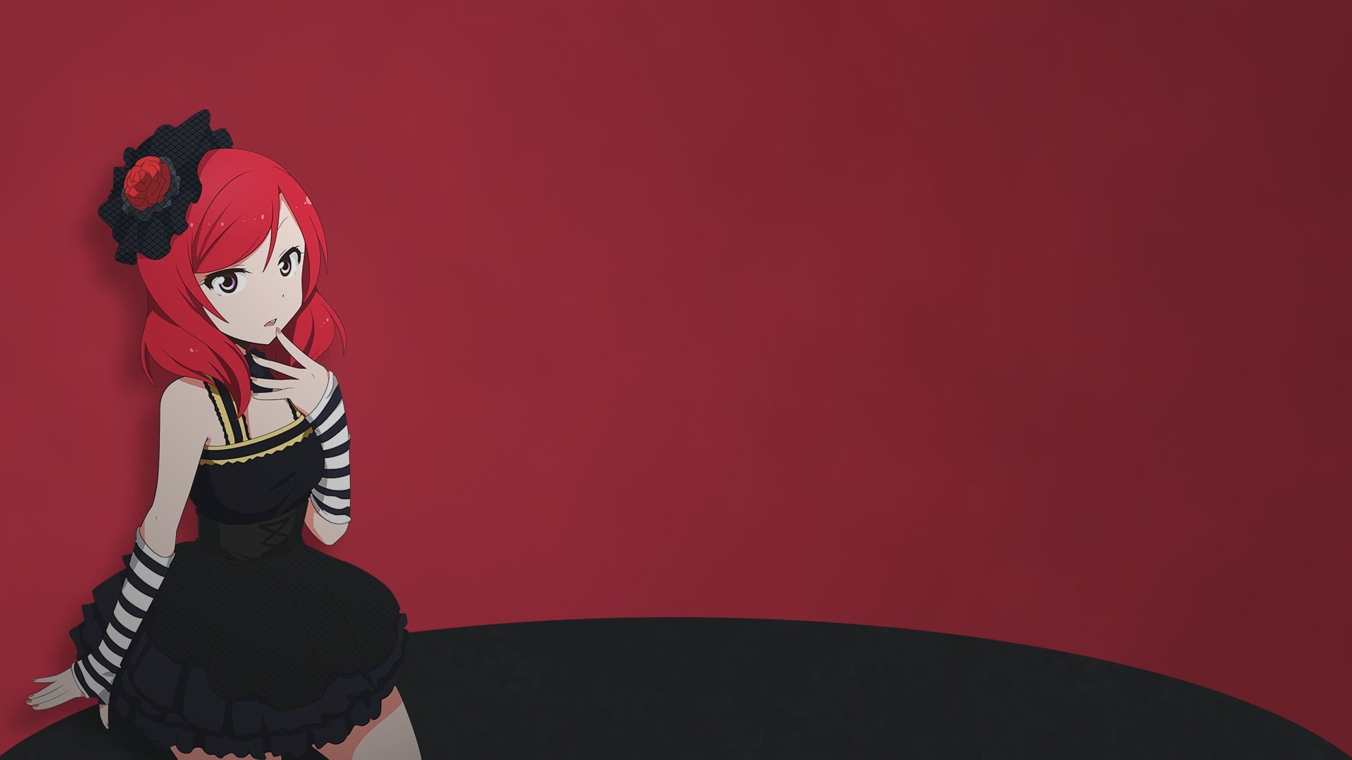 anime, indoors, copy space, red, black, young women, arts culture and entertainment, adult, Scope10, character, costume, gradient, one person, anime girls, HD Wallpaper
