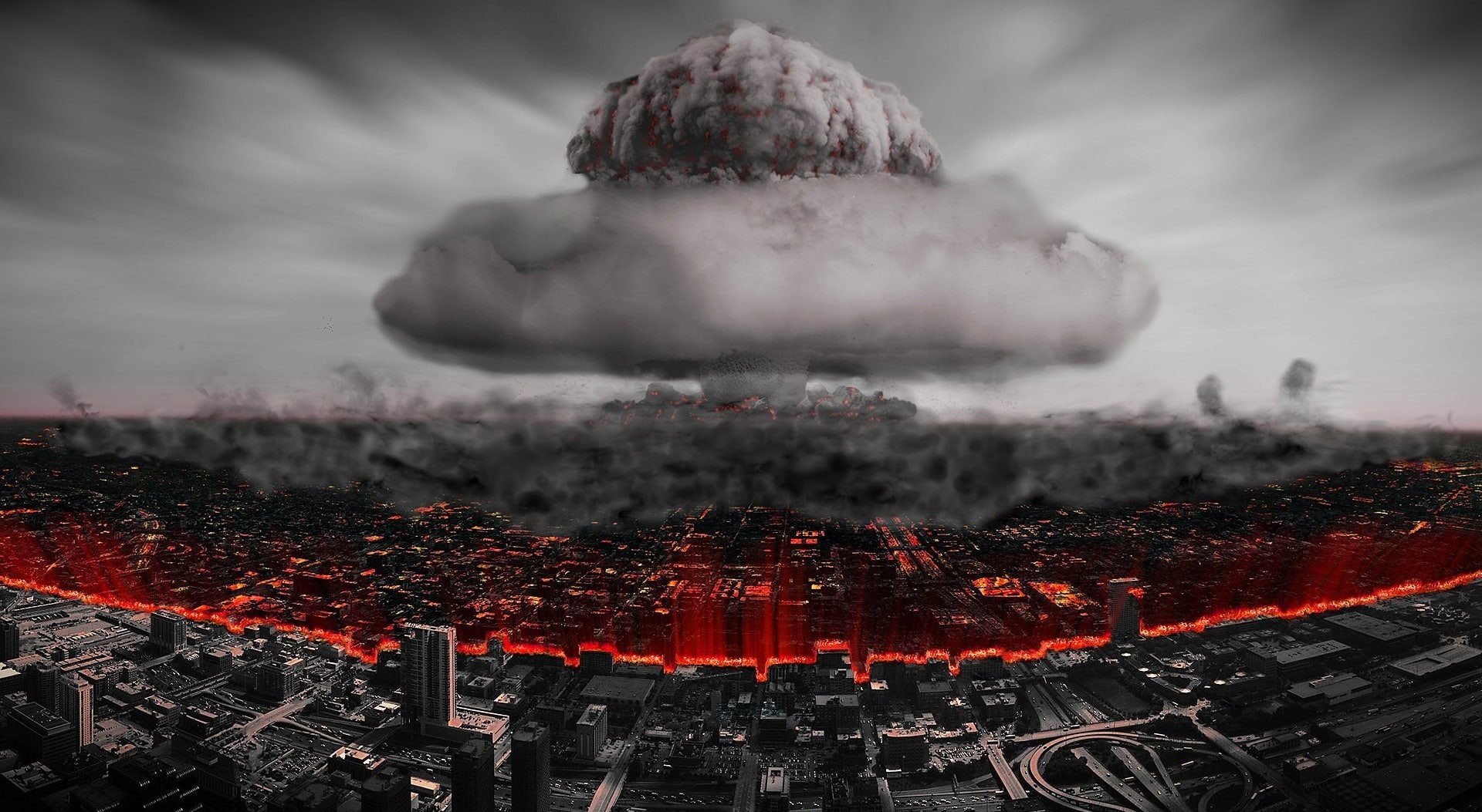 power in nature, pollution, day, geology, destruicao, Nuke, City, smoke - physical structure, volcano, sky, beauty in nature, architecture, destruio, plant, HD Wallpaper