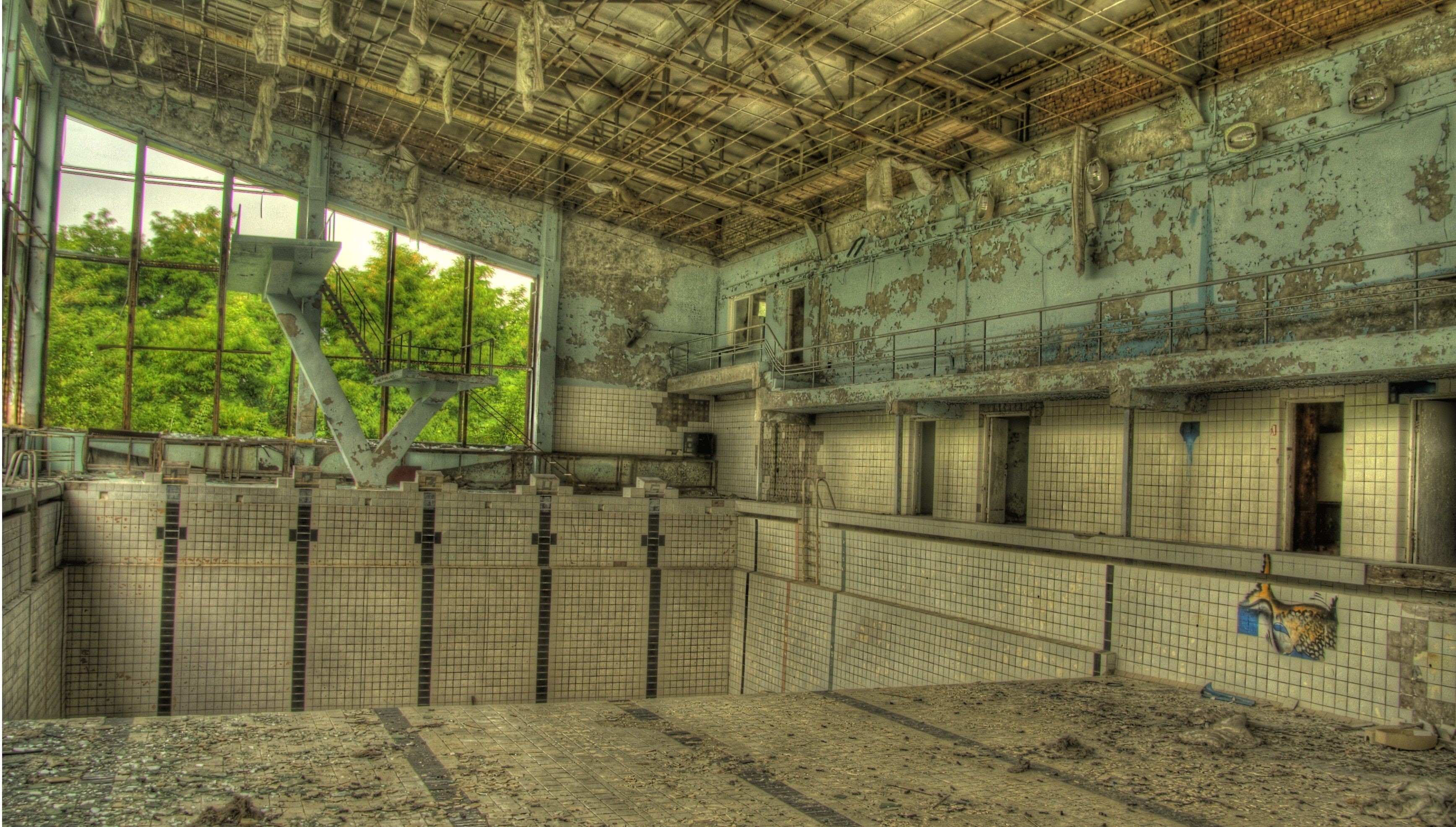 swimming Pool, abandoned, Pripyat, Chernobyl, Ghost Town, 2K, HD Wallpaper