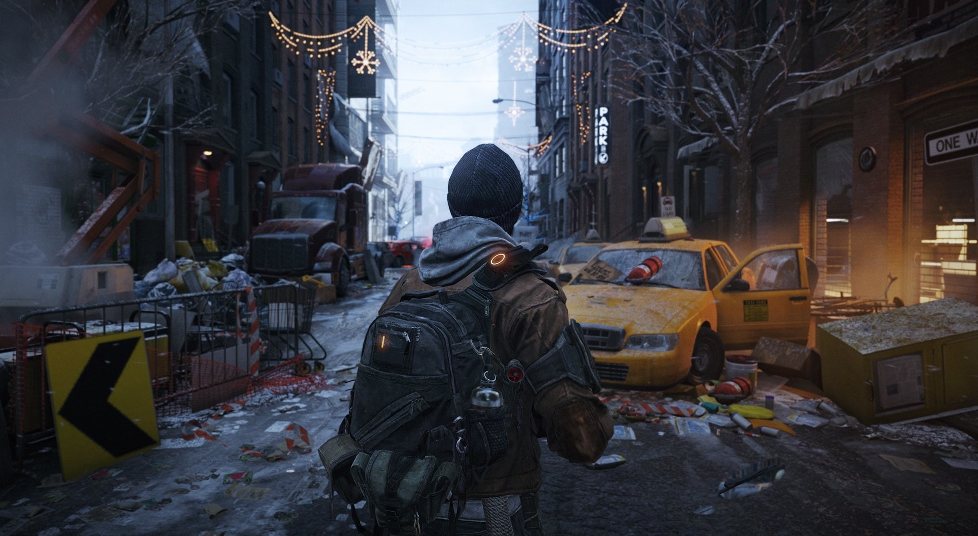 division, architecture, illustration, rear view, Tom Clancy, outdoors, pandemic, new, jacket, street, day, pollution, clothing, Game, s, 1080P, survival, HD Wallpaper