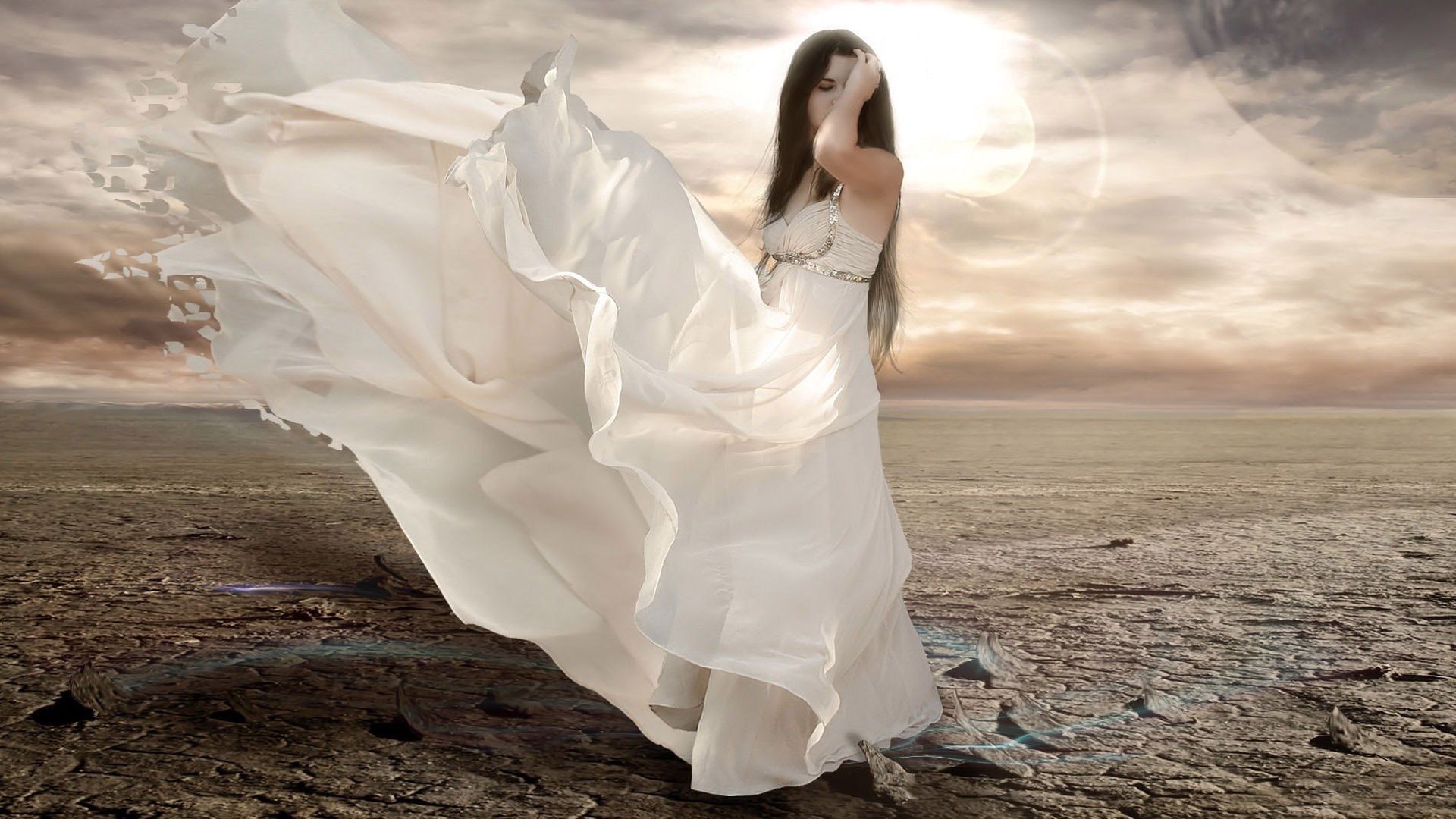 white, dress, tank, fantasy, light, hd, s, 1080P, girl, wind, women, top, HD Wallpaper