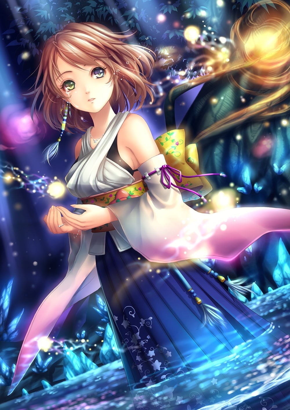 720P, Final Fantasy X, Final Fantasy, heterochromia, Yuna, Phone HD Wallpaper