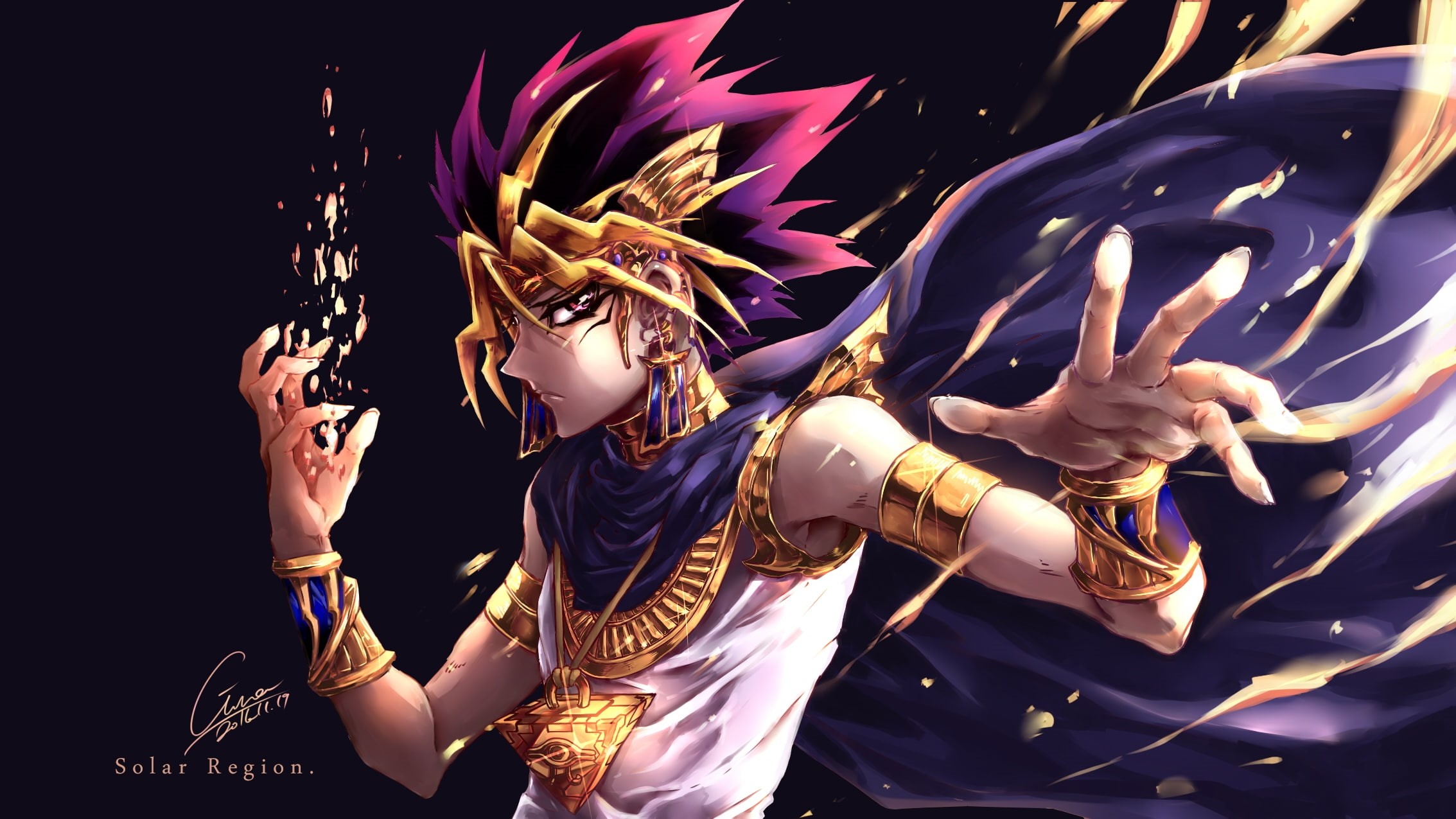 yami yugi, yu-gi-oh, profile view, cape, Anime, 1080P, HD Wallpaper