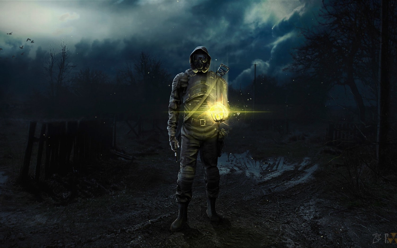 warning sign, Zone, sign, tree, 720P, nature, spooky, evil, one person, sky, adult, land, communication, plant, dark, Chernobyl, standing, protection, HD Wallpaper
