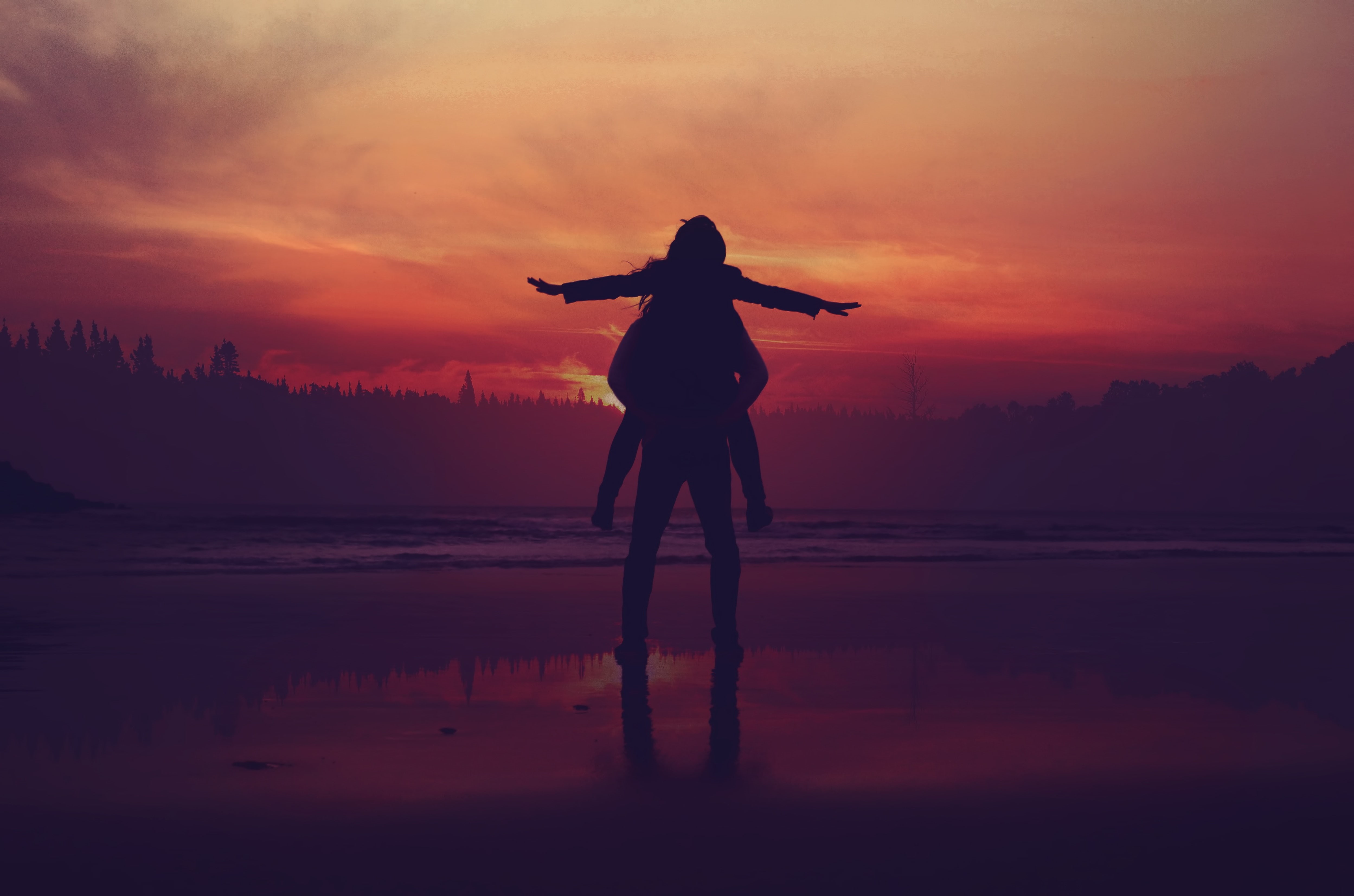 Sunset, Couple, 4K, 4K, Moments, Silhouette, HD Wallpaper