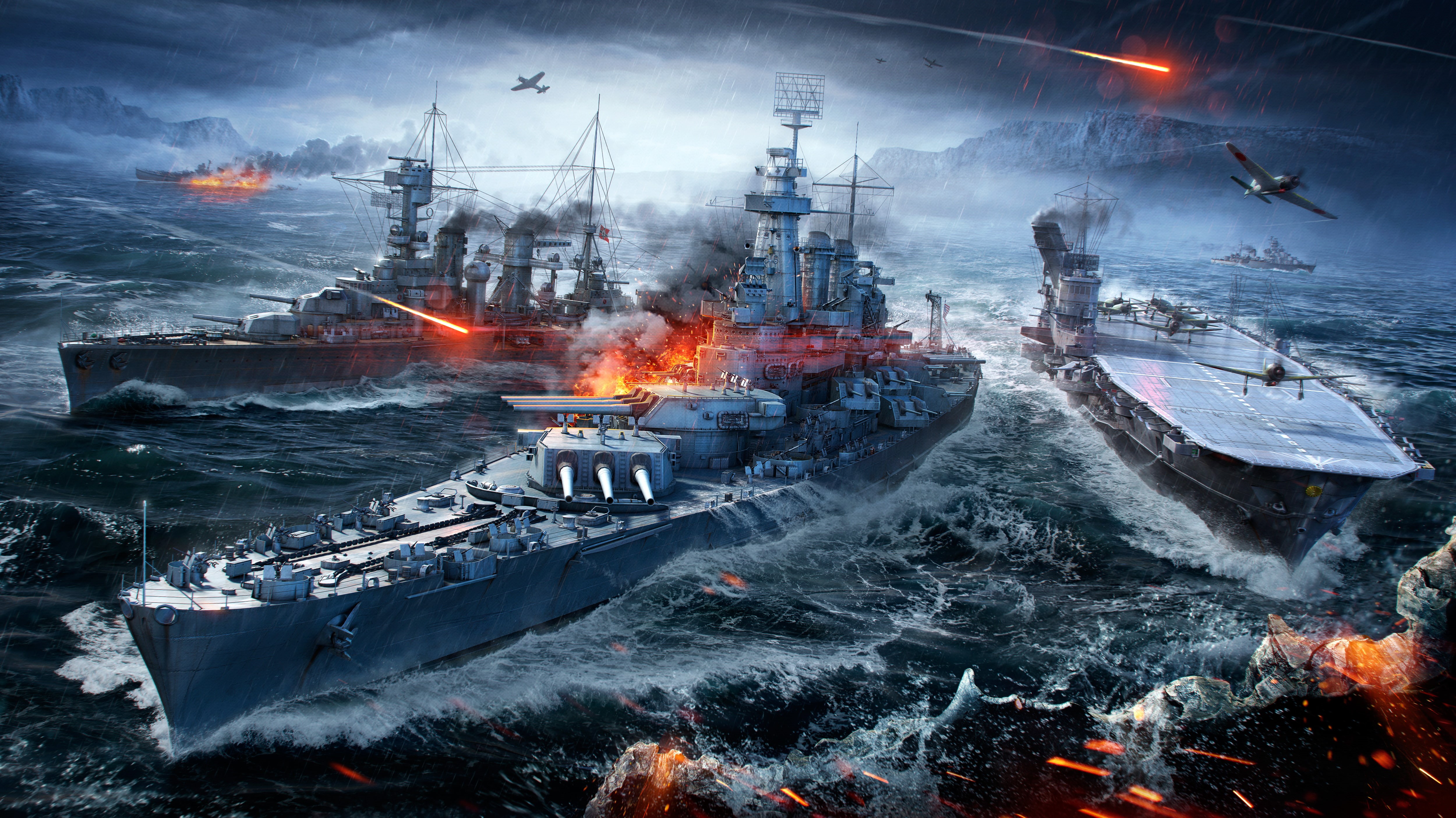 4K, Naval Battles, 5K, World of Warships, HD Wallpaper