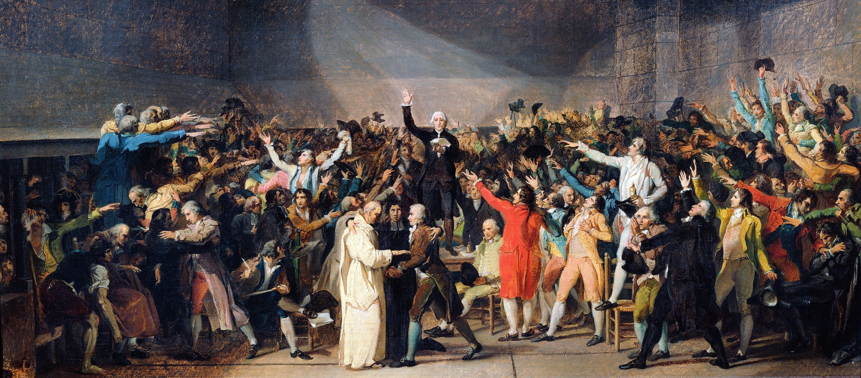men, arms raised, human arm, day, architecture, dancing, arts culture and entertainment, standing, young men, young adult, french revolution, painting, HD Wallpaper