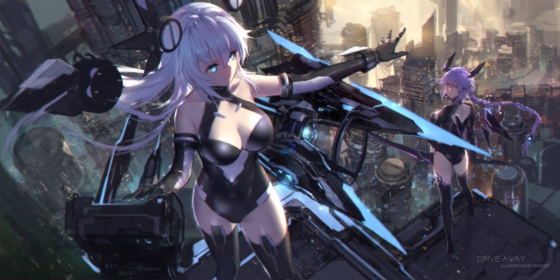 Noire (Hyperdimension Neptunia), Neptune (Hyperdimension Neptunia), Anime, Video Game, Hyperdimension Neptunia, 1080P, HD Wallpaper