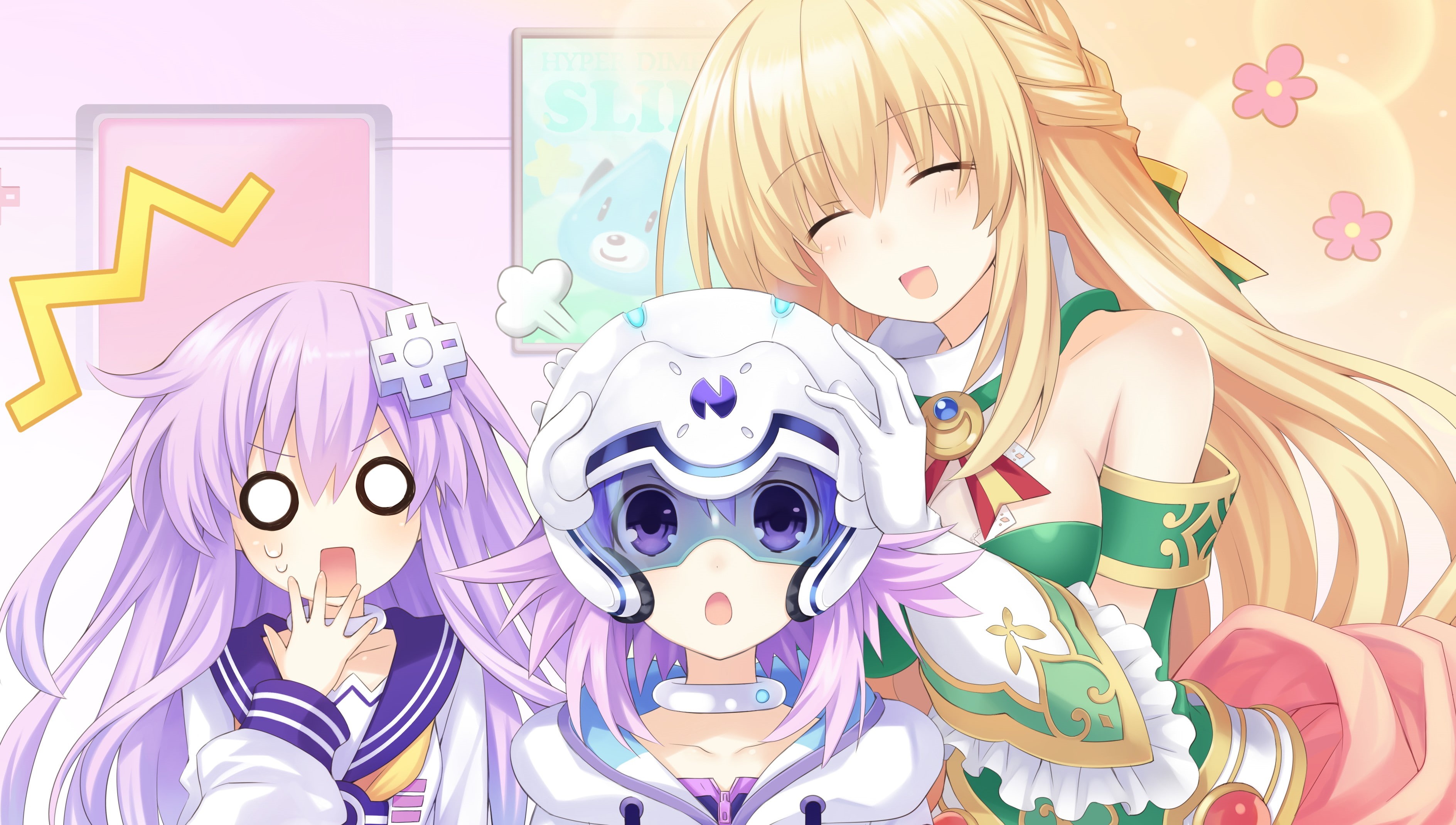 art and craft, girls, Hyperdimension Neptunia, fun, 3776x2140 px, adult, Vert (Hyperdimension Neptunia), doctor, child, childhood, x, human representation, HD Wallpaper