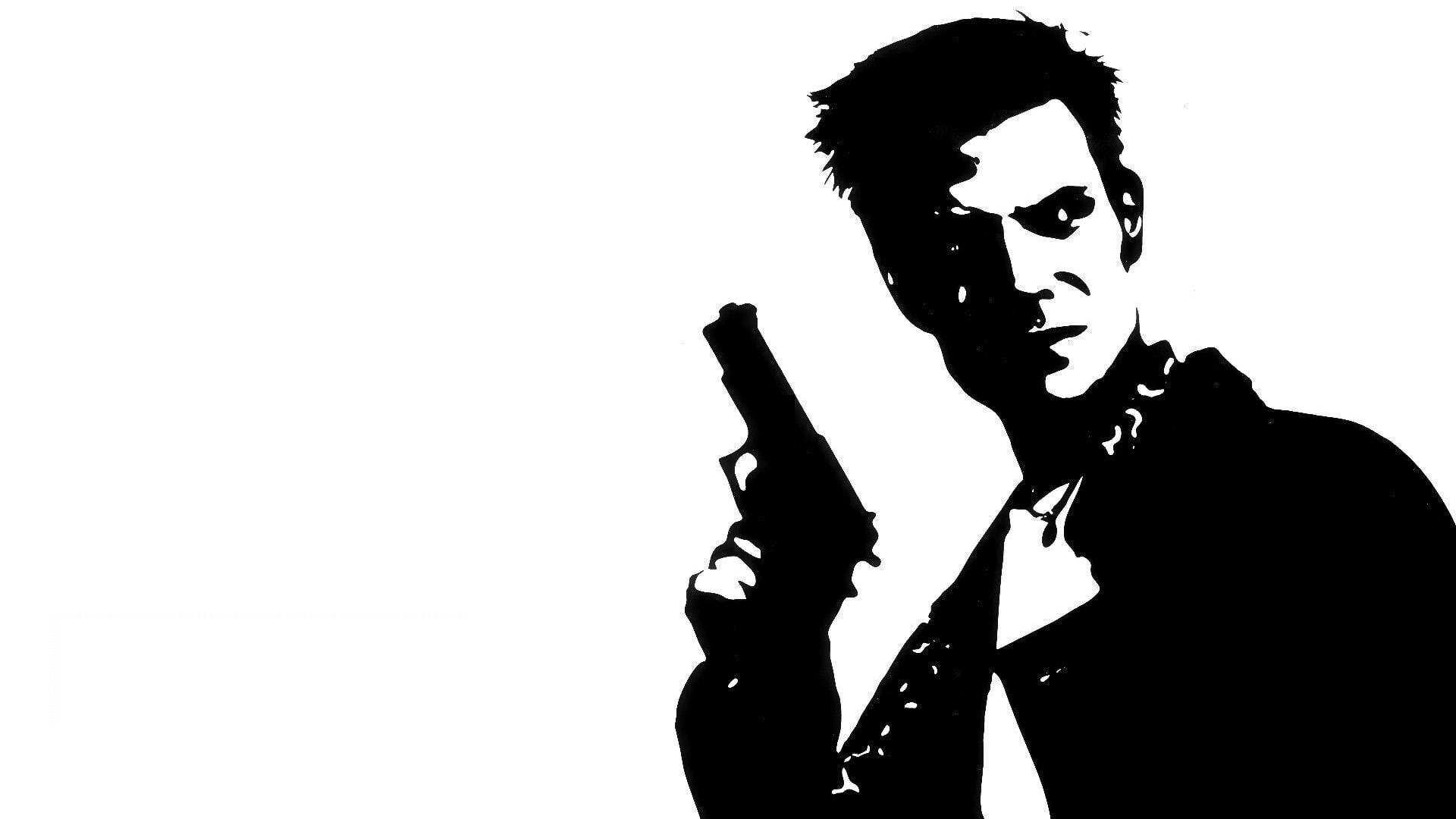 Max Payne, gesturing, white background, clear sky, lifestyles, music, aggression, silhouette, 1080P, cut out, emotion, men, indoors, copy space, front view, HD Wallpaper
