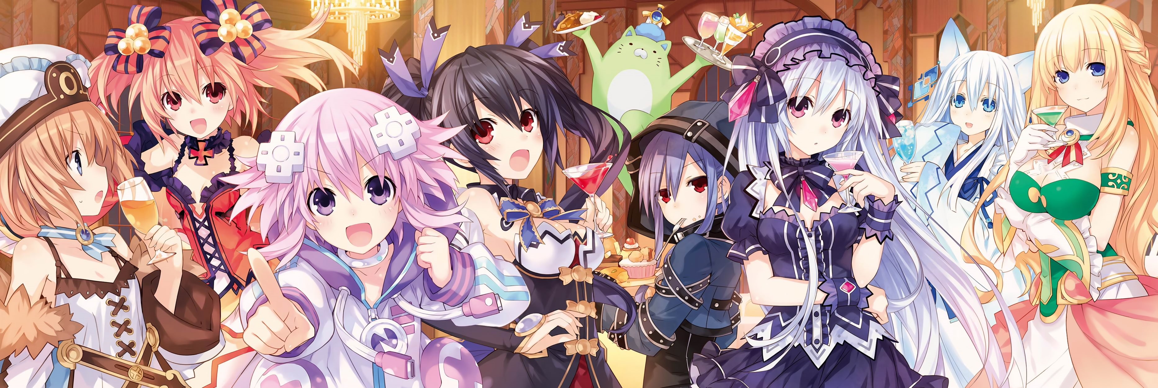clothing, art and craft, human representation, choice, in a row, store, indoors, large group of objects, variation, hyperdimension neptunia, sale, panoramic, HD Wallpaper