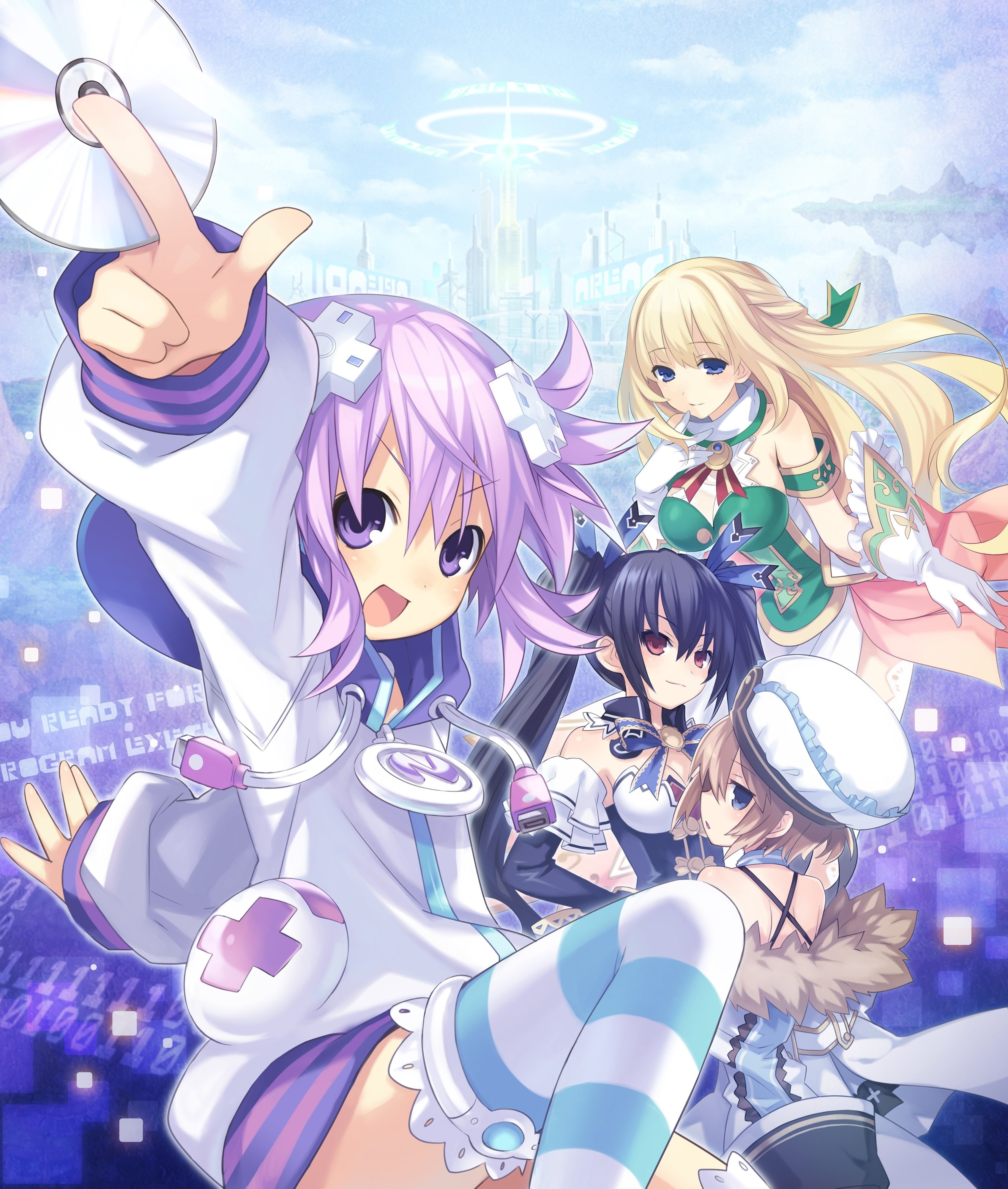 Neptune (Hyperdimension Neptunia), Vert (Hyperdimension Neptunia), Blanc (Hyperdimension Neptunia), Hyperdimension Neptunia, 4K, Noire (Hyperdimension Neptunia), Phone HD Wallpaper