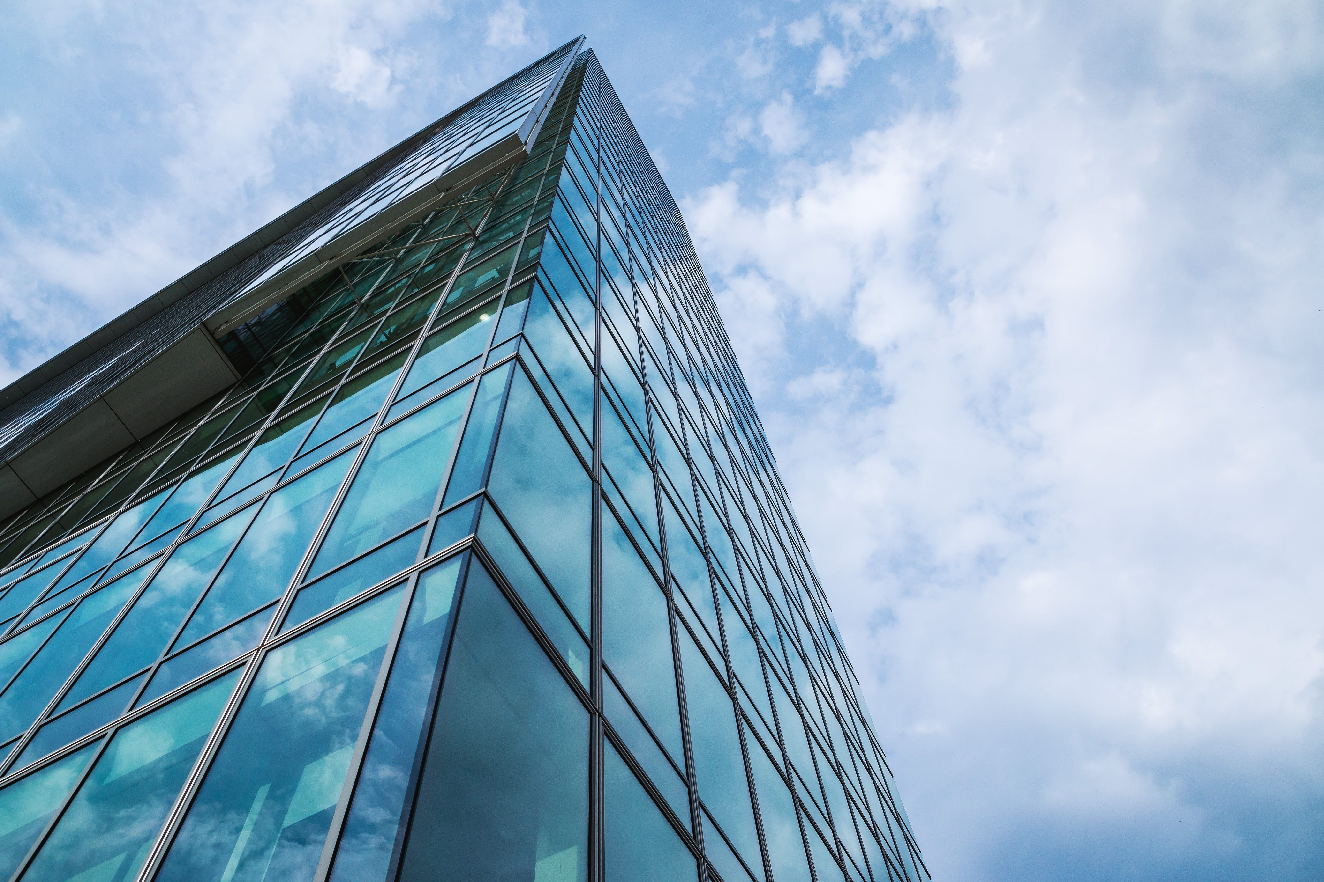 city, architecture, corporate, office building exterior, low angle view, 5K, glass, building, glass - material, nature, no people, tower, tall - high, HD Wallpaper