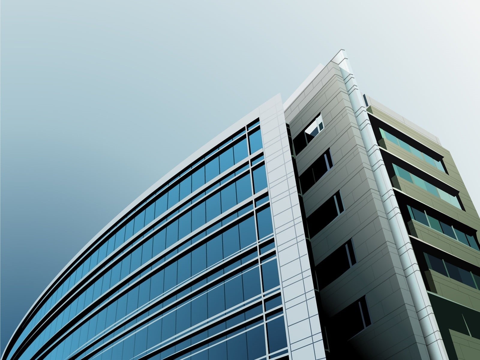 sky, nature, modern, office, white, building exterior, low angle view, tall - high, window, built structure, building, glass - material, rise, photography, HD Wallpaper