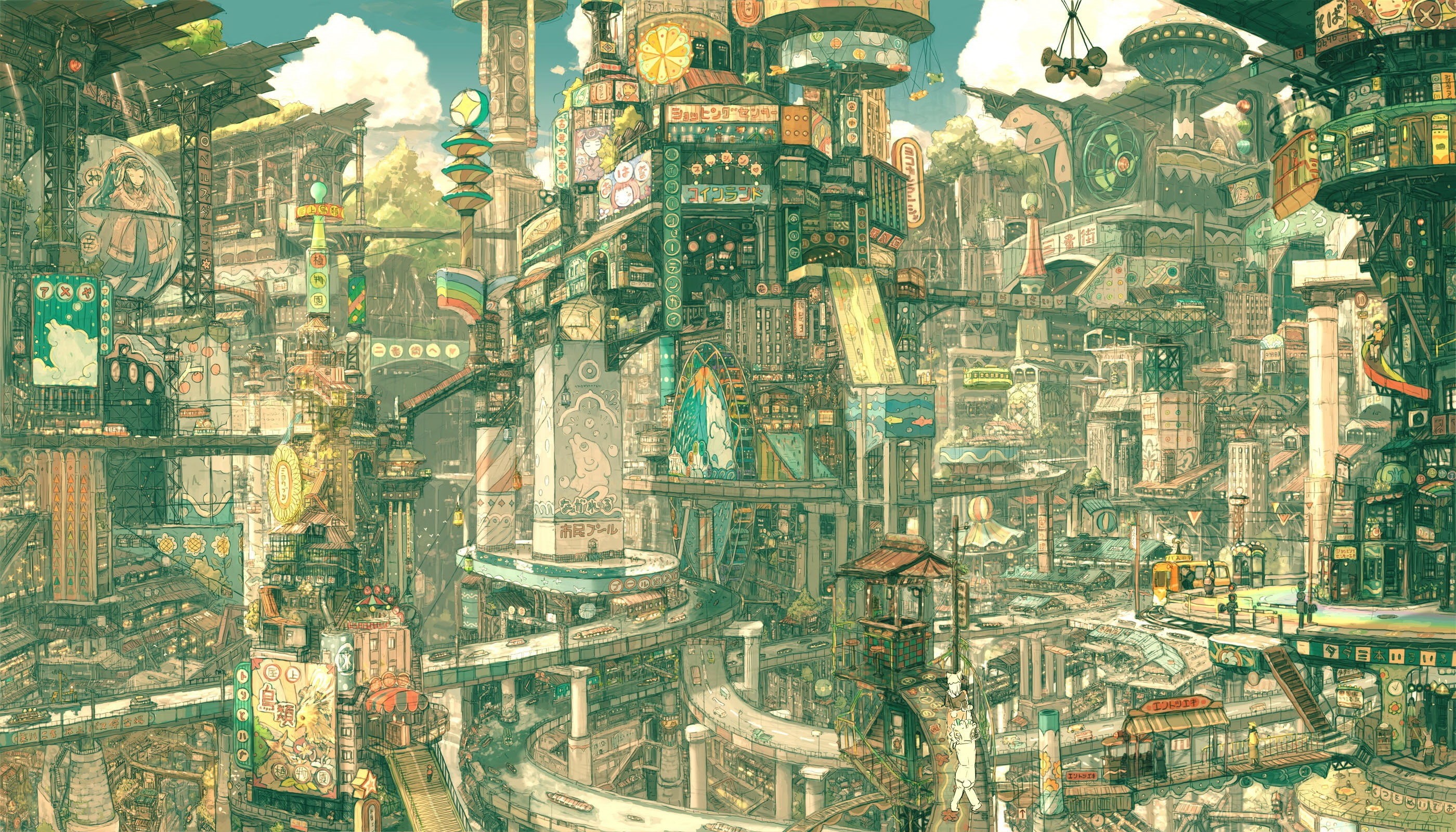 2K, Tekkon Kinkreet, animation, cityscape, artwork, Imperial Boy, fantasy city, fantasy art, anime, HD Wallpaper
