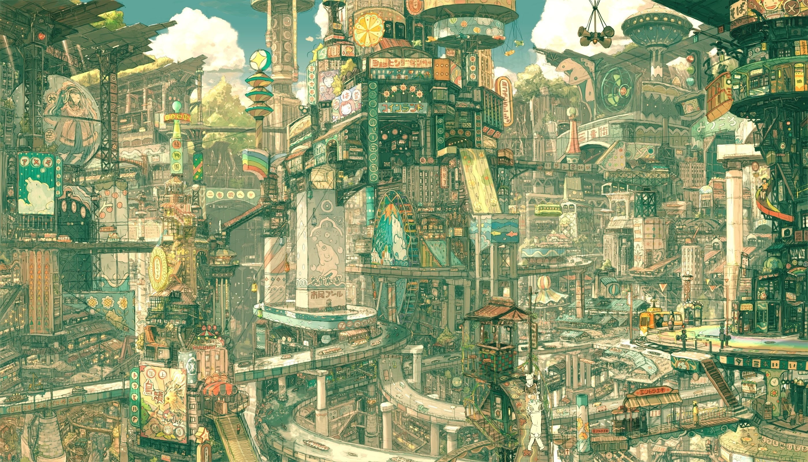 games, x, artwork, multicolor, art, Landscapes, hd, video, imperial, detailed, 2K, cityscapes, boy, zelda, HD Wallpaper