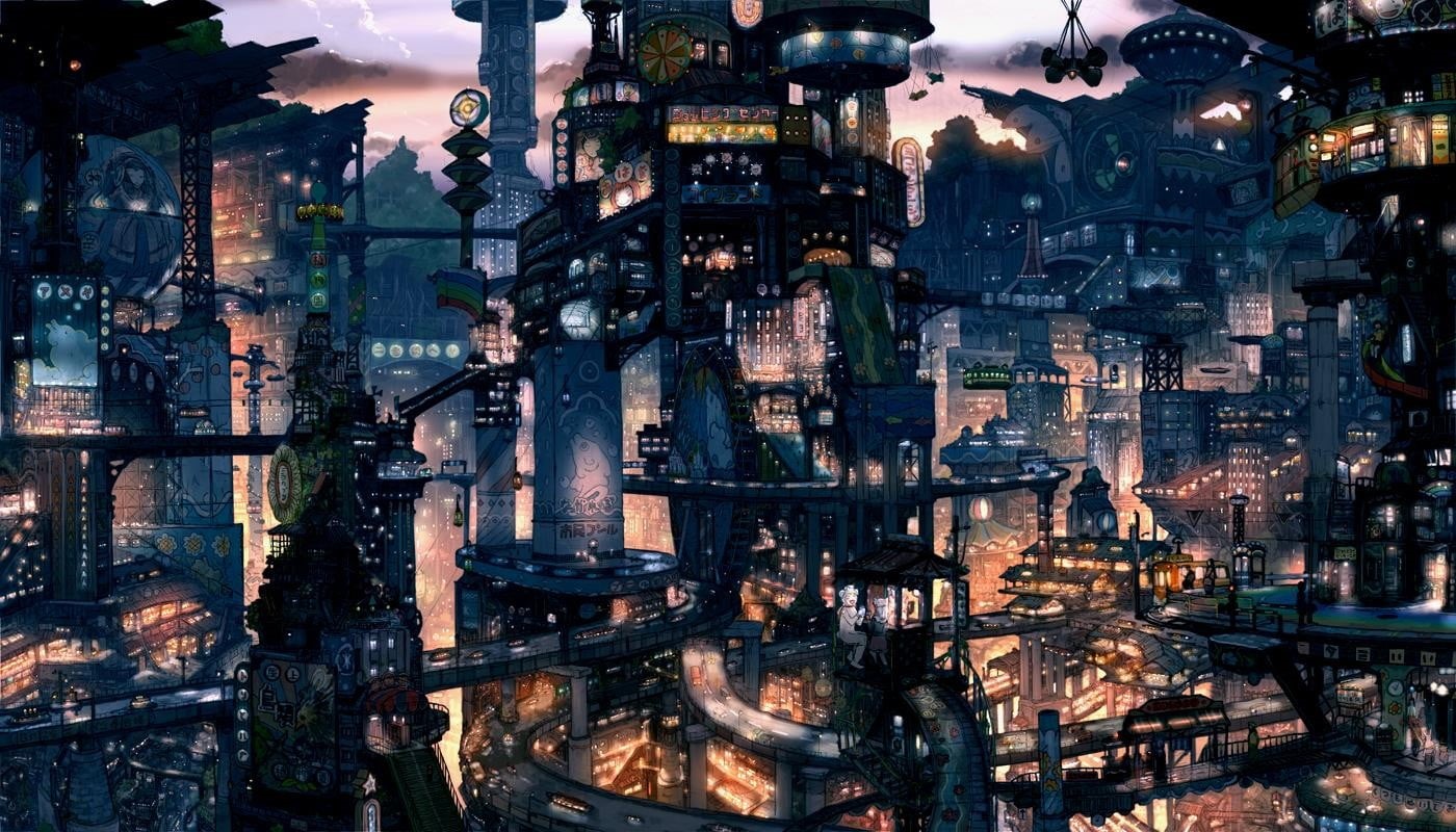 cyberpunk, abandoned, indoors, decline, Suicide Sheep, industry, run-down, built structure, building, reflection, illuminated, futuristic, old, metal, cityscape, HD Wallpaper