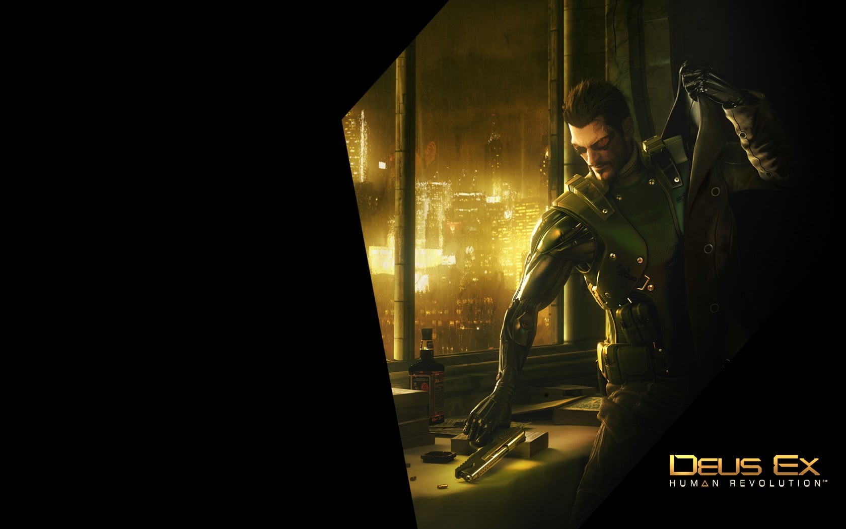 polo, young adult, 720P, indoors, men, illuminated, Deus Ex: Human Revolution, white, video games, man, Deus Ex, transparent, cyberpunk, one person, transportation, HD Wallpaper