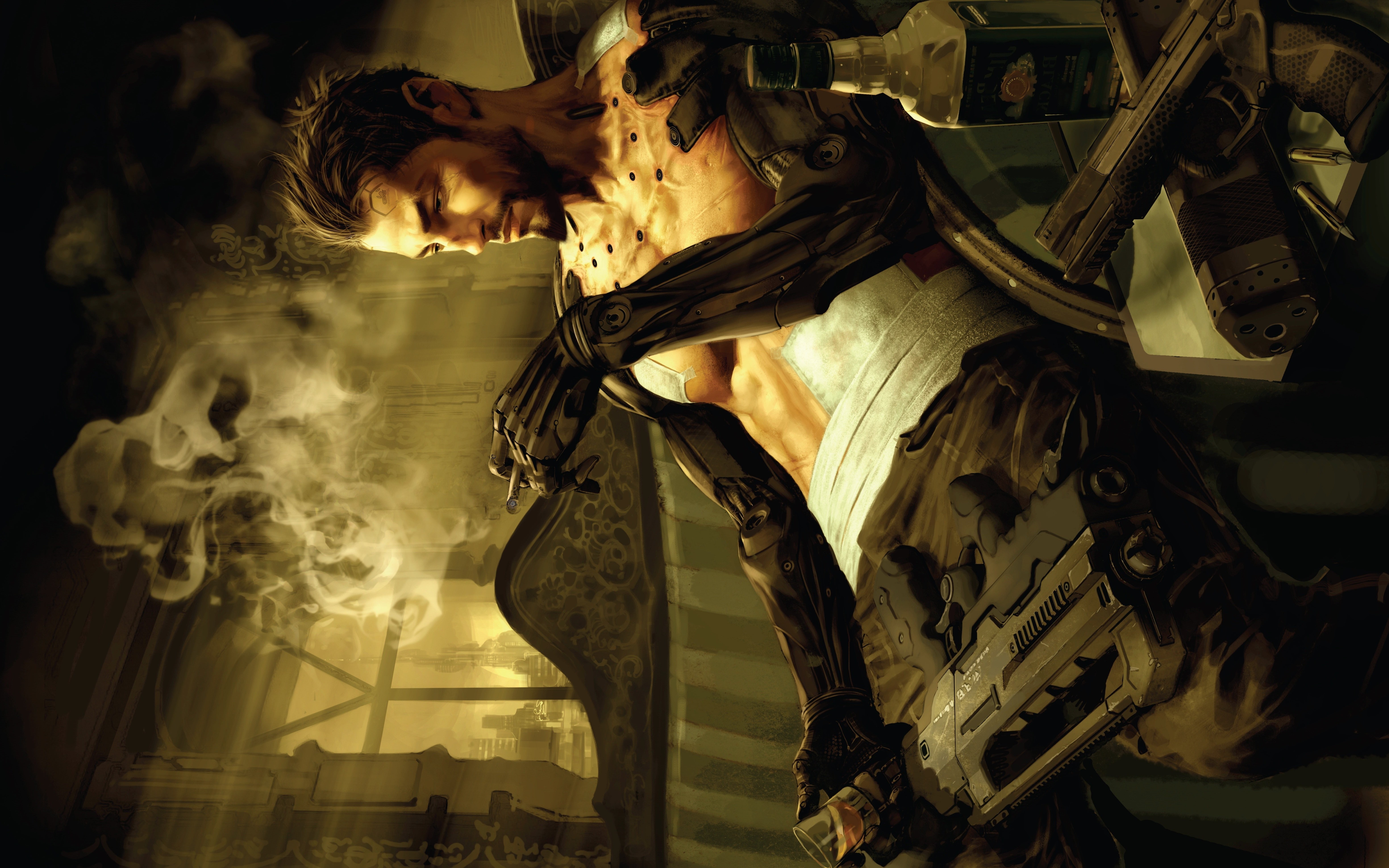 mammal, feline, one animal, digital art, bone, mask, no people, smoke - physical structure, Deus Ex: Human Revolution, art and craft, digital composite, HD Wallpaper