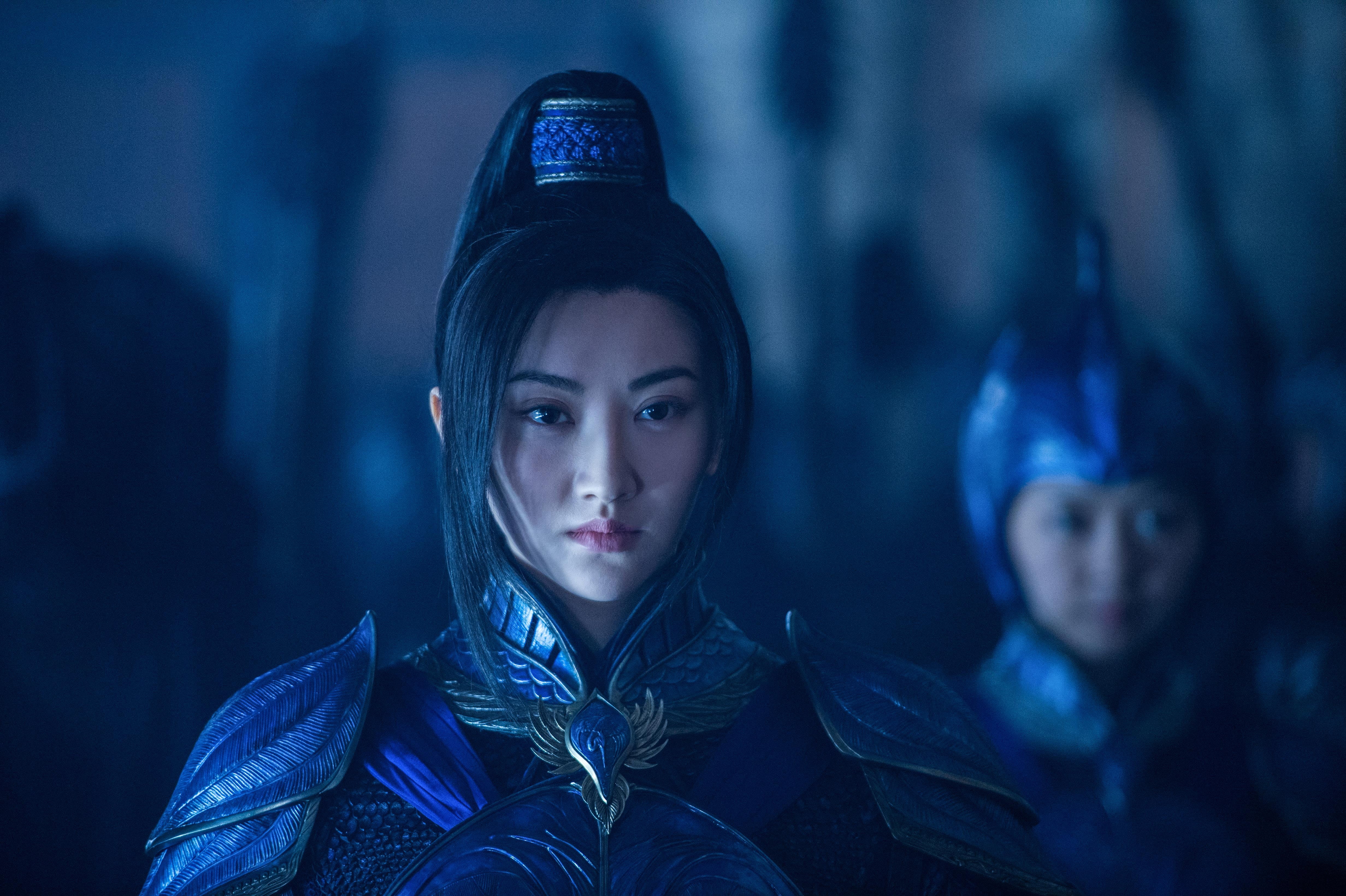 night, clothing, movies, looking, emotion, jing tian, people, togetherness, headshot, witch, the great wall, focus on foreground, 2017 movies, 4K, hood - clothing, HD Wallpaper