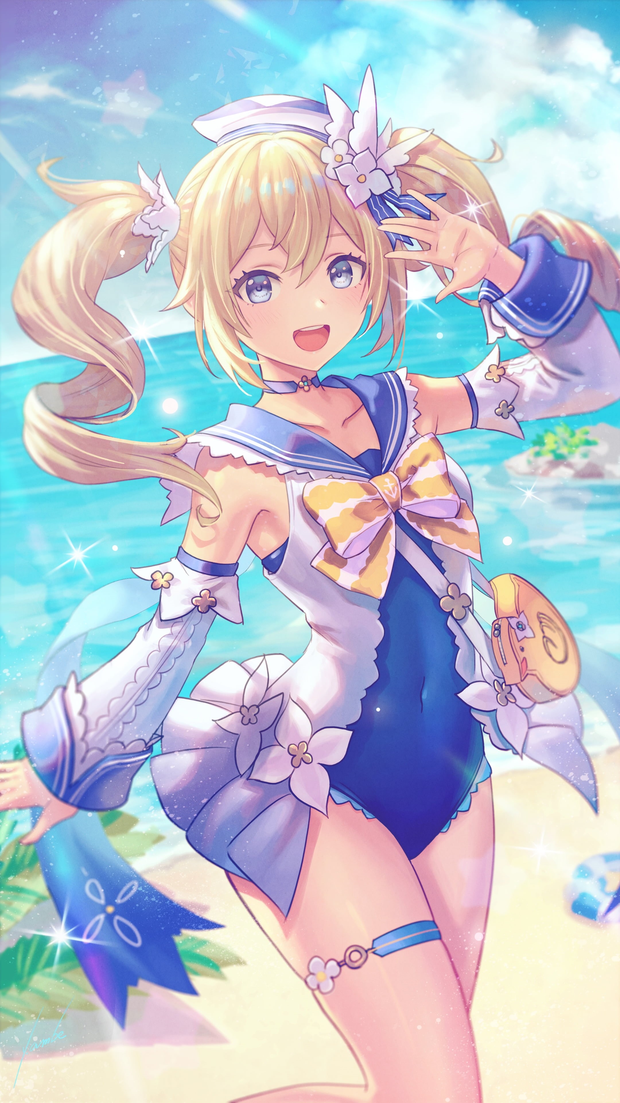 Anbe Yoshirou, barbara (genshin impact), 4K, anime girls, Genshin Impact, thighs, Phone HD Wallpaper