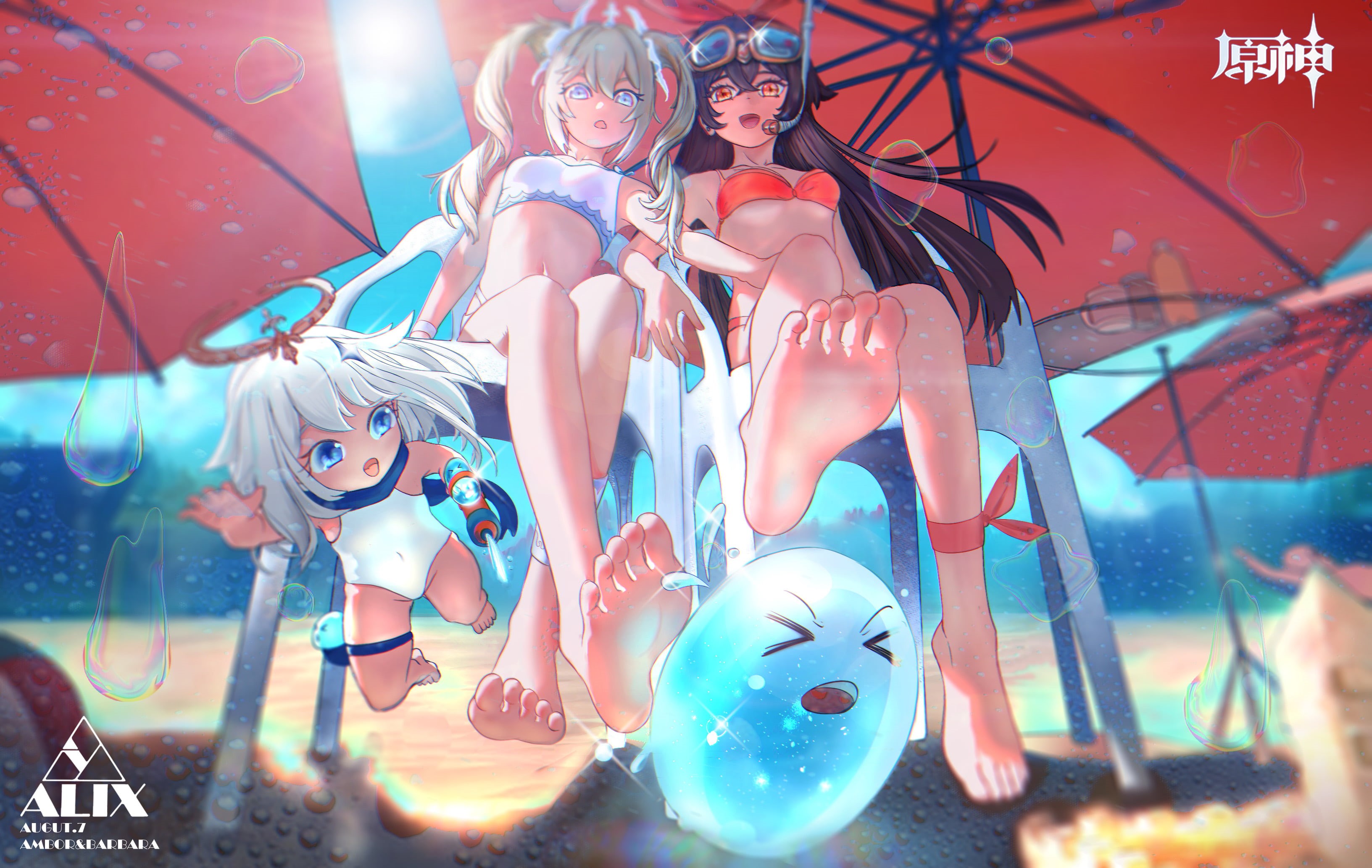 Genshin Impact, Paimon(Genshin Impact), barbara (genshin impact), Amber (Genshin Impact), 2K, anime girls, HD Wallpaper