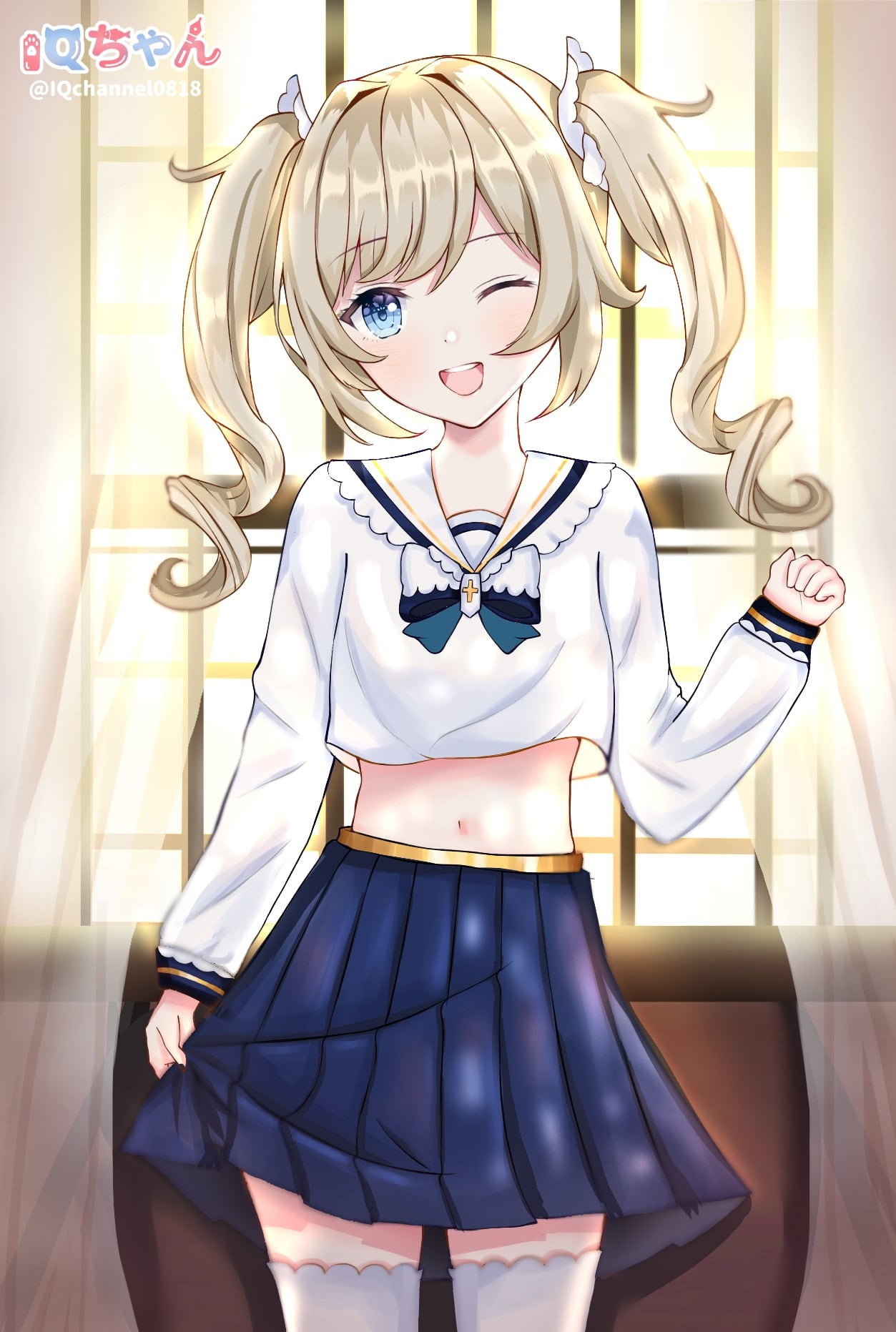 720P, barbara (genshin impact), anime girls, school uniform, belly, Genshin Impact, Phone HD Wallpaper