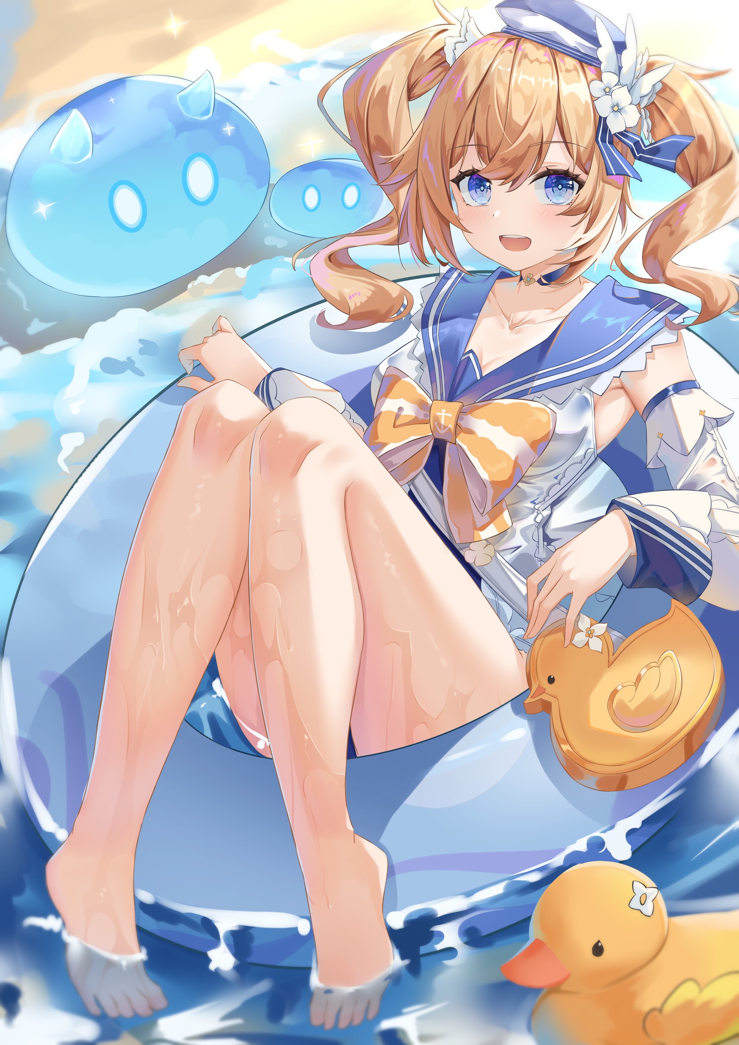thighs, swimwear, anime girls, barbara (genshin impact), blonde, Pai Daxing, 2K, Genshin Impact, Phone HD Wallpaper