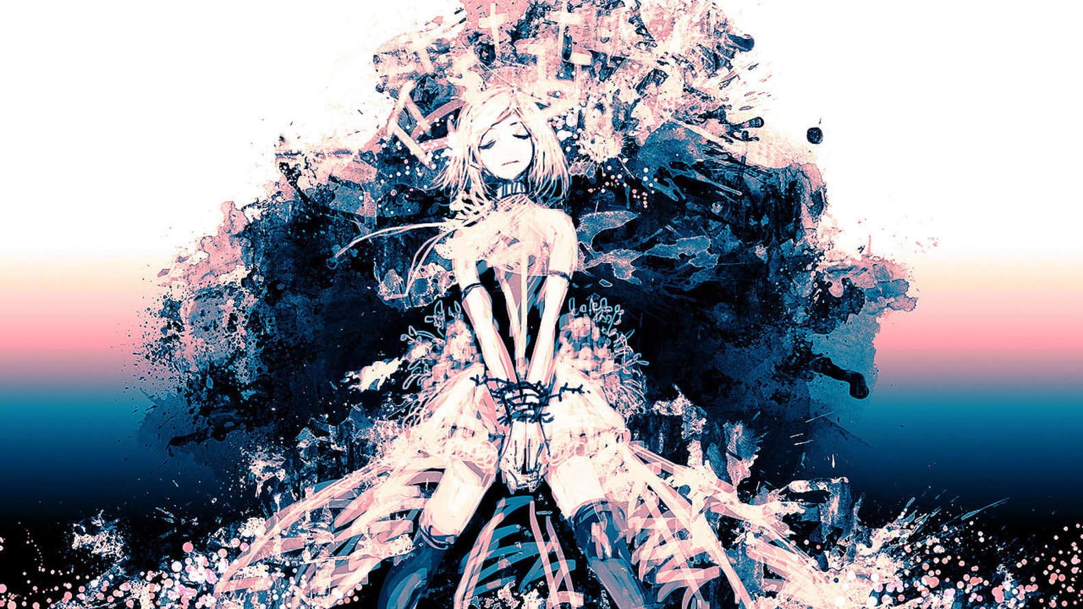 abstract, anime girls, anime, 720P, gradient, bound, HD Wallpaper