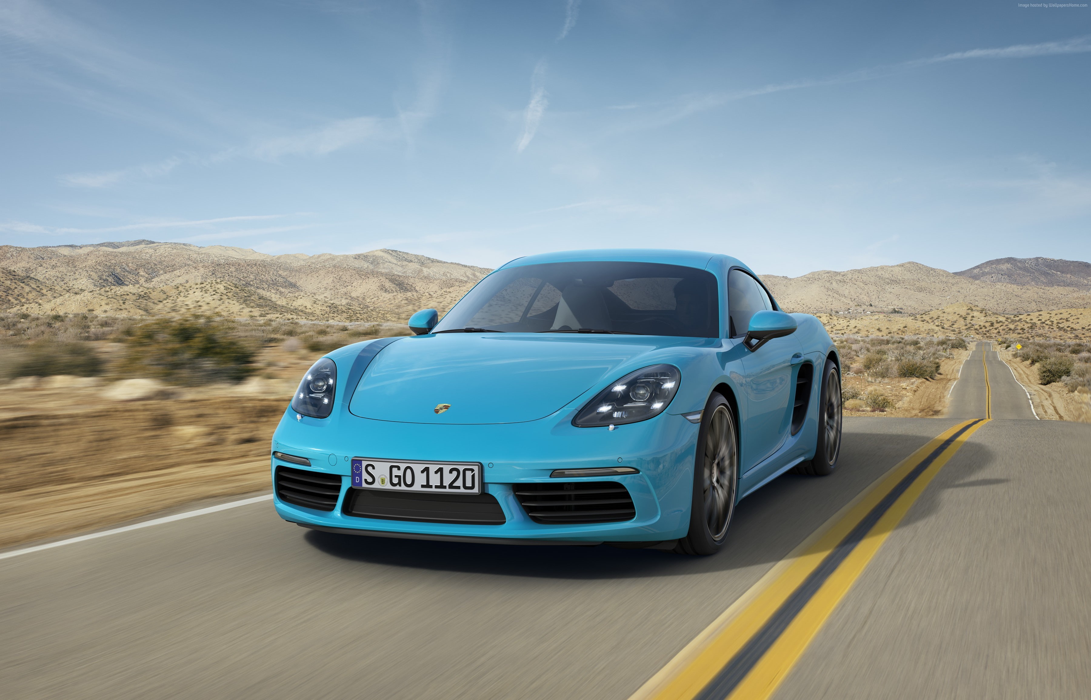 Porsche 718 Cayman S, motion, 2K, mode of transportation, road, landscape, land, car, motor vehicle, travel, road trip, Beijing Motor Show 2016, coupe, HD Wallpaper