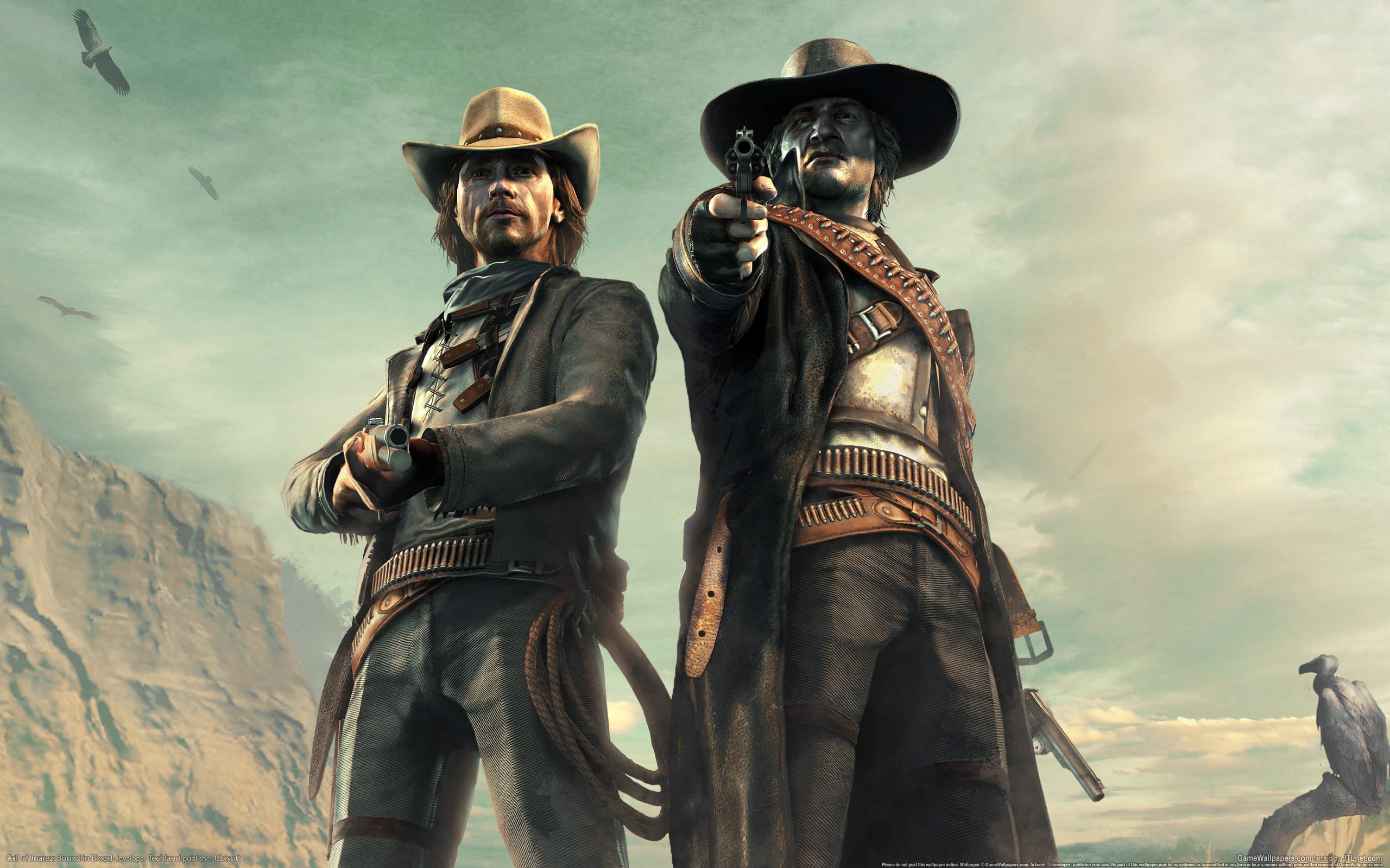gun, hat, wild West, two people, handgun, traditional clothing, 2K, standing, clothing, sky, adult, uSA, people, Western, outdoors, history, cloud - sky, HD Wallpaper