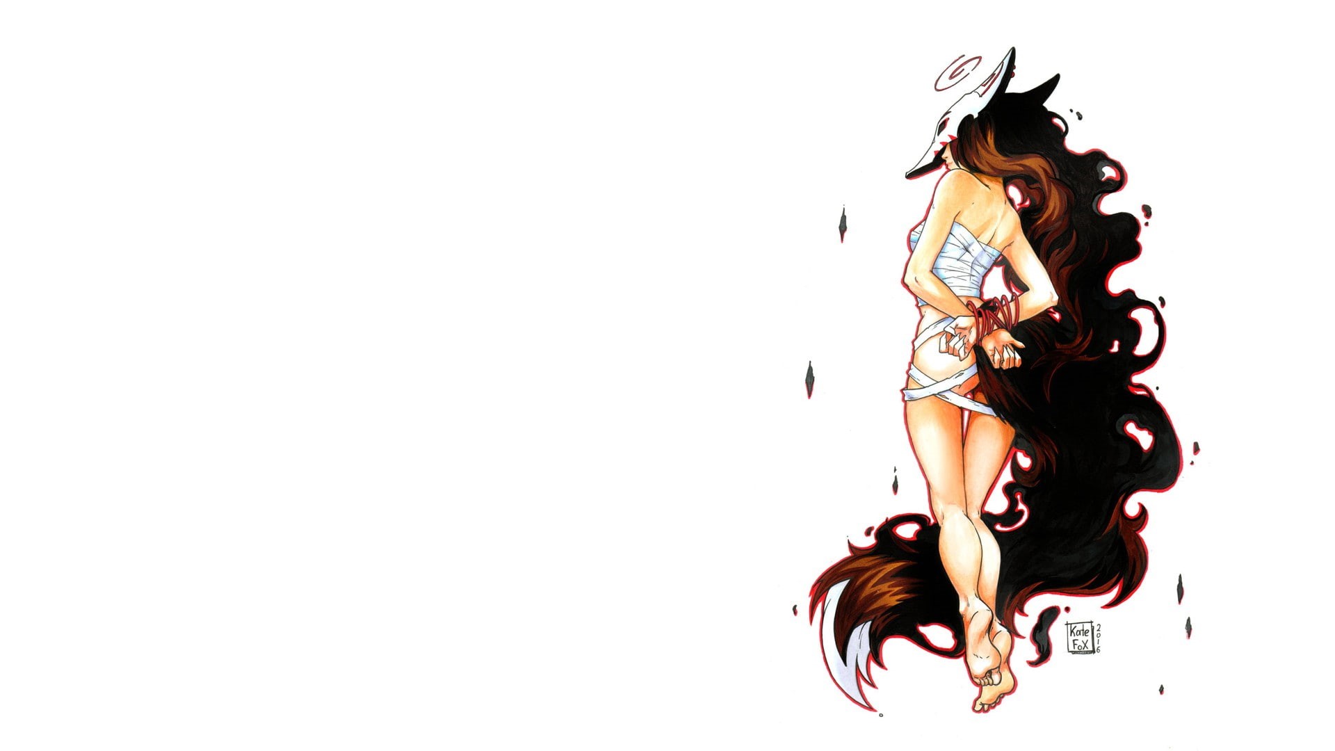Kindred (League of Legends), bound, skull, 1080P, women, original characters, Kindred, HD Wallpaper