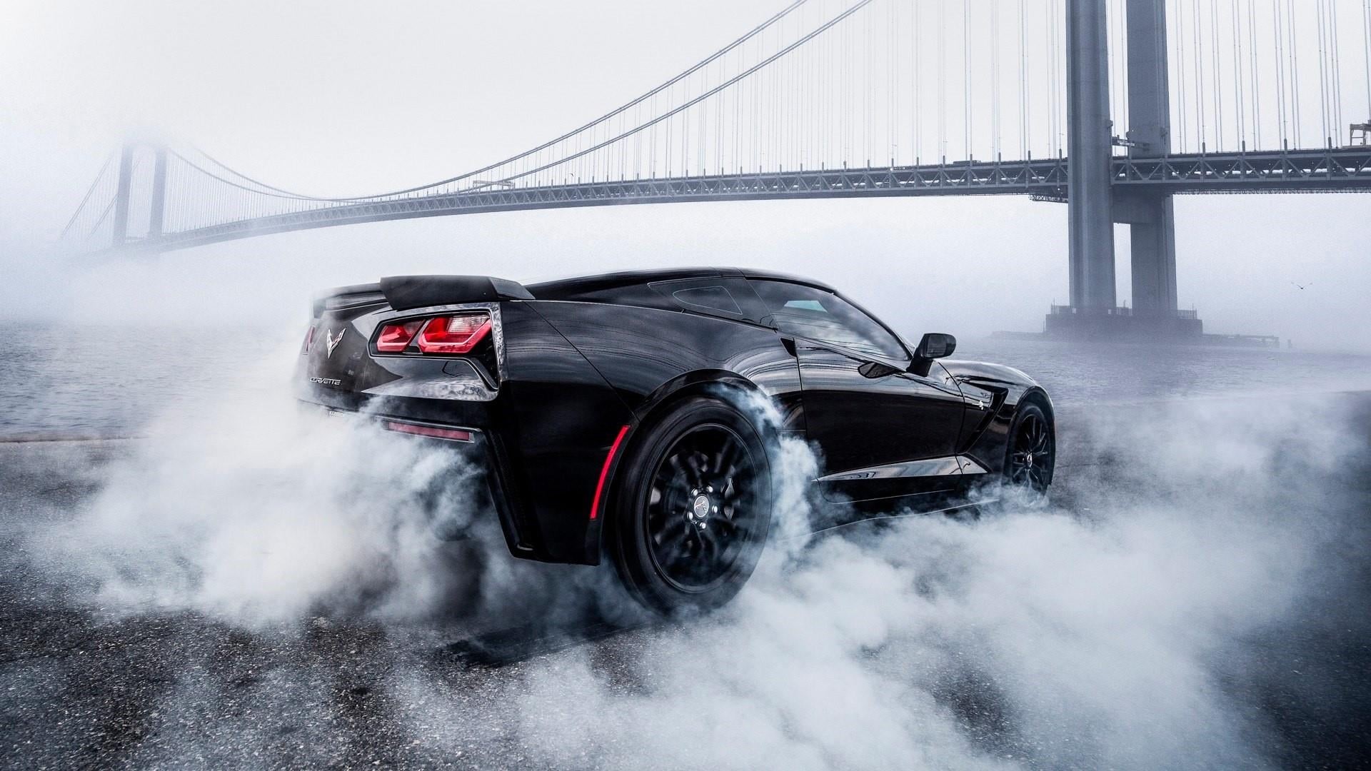 day, nature, bridge, smoke, motor vehicle, land vehicle, mode of transportation, california, tire, vehicle, sports car, black car, motion, water, speed, HD Wallpaper