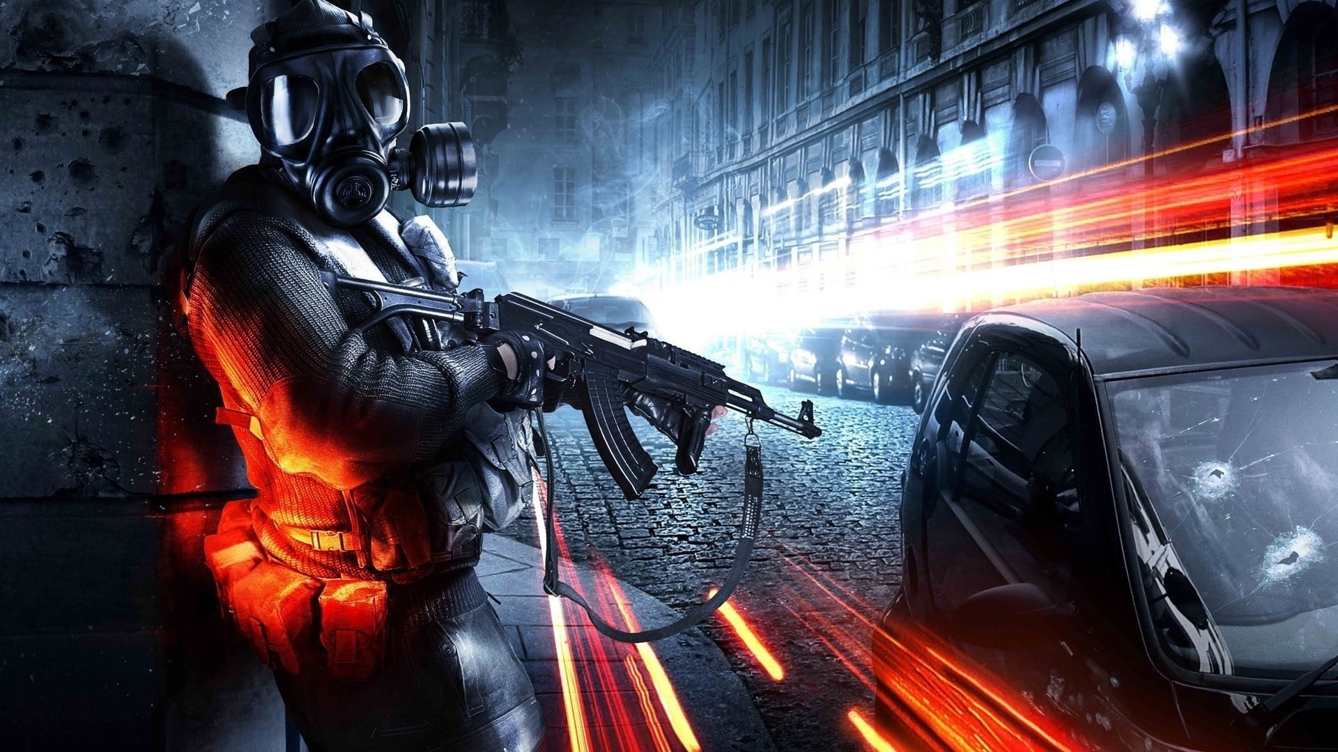 battlefield, stalker, gasmask, 1080P, ak47, battlefield 3, HD Wallpaper