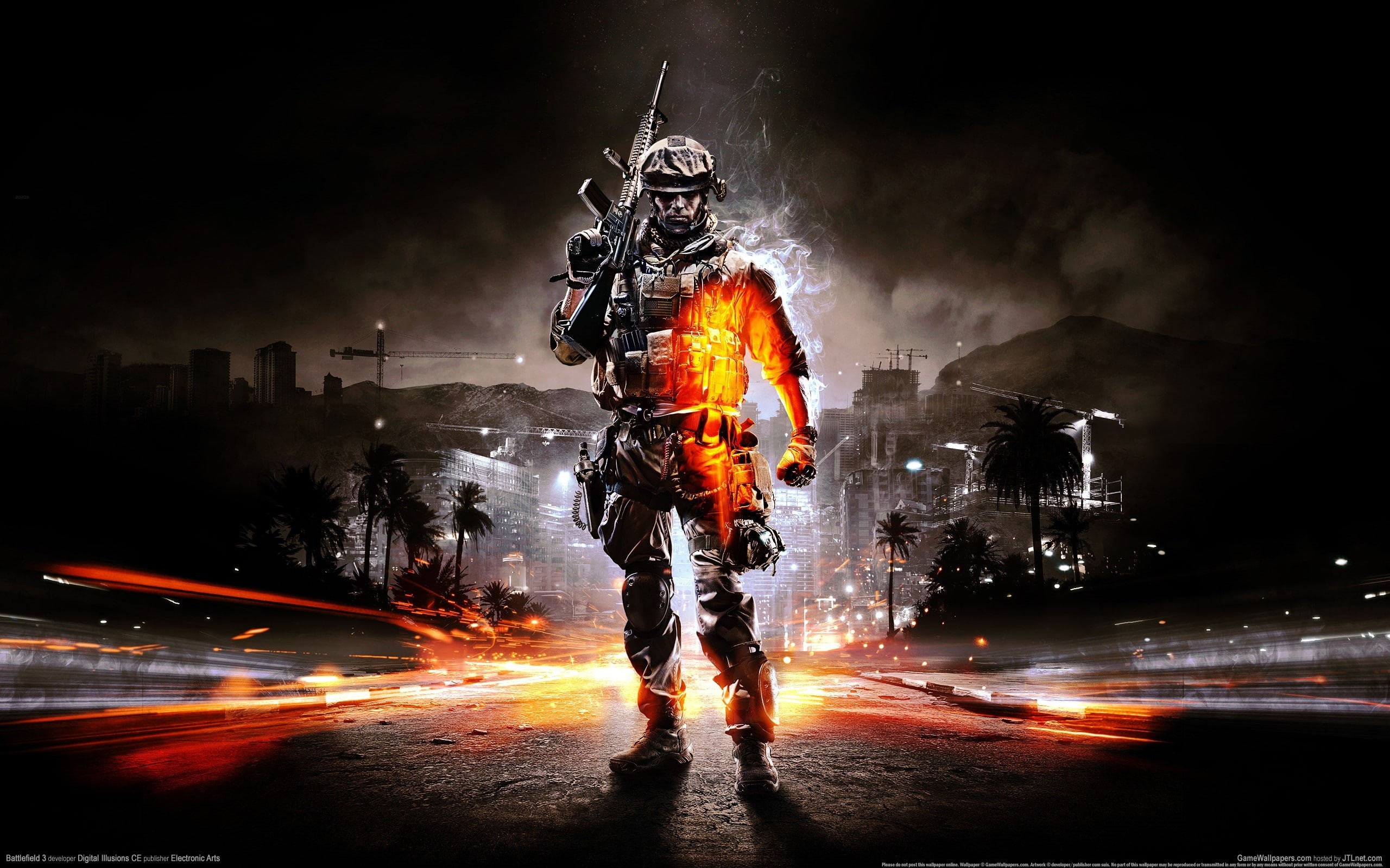 long exposure, front view, standing, nature, young men, speed, 2K, young adult, illuminated, motion, Battlefield 3, smoke - physical structure, wet, full length, HD Wallpaper
