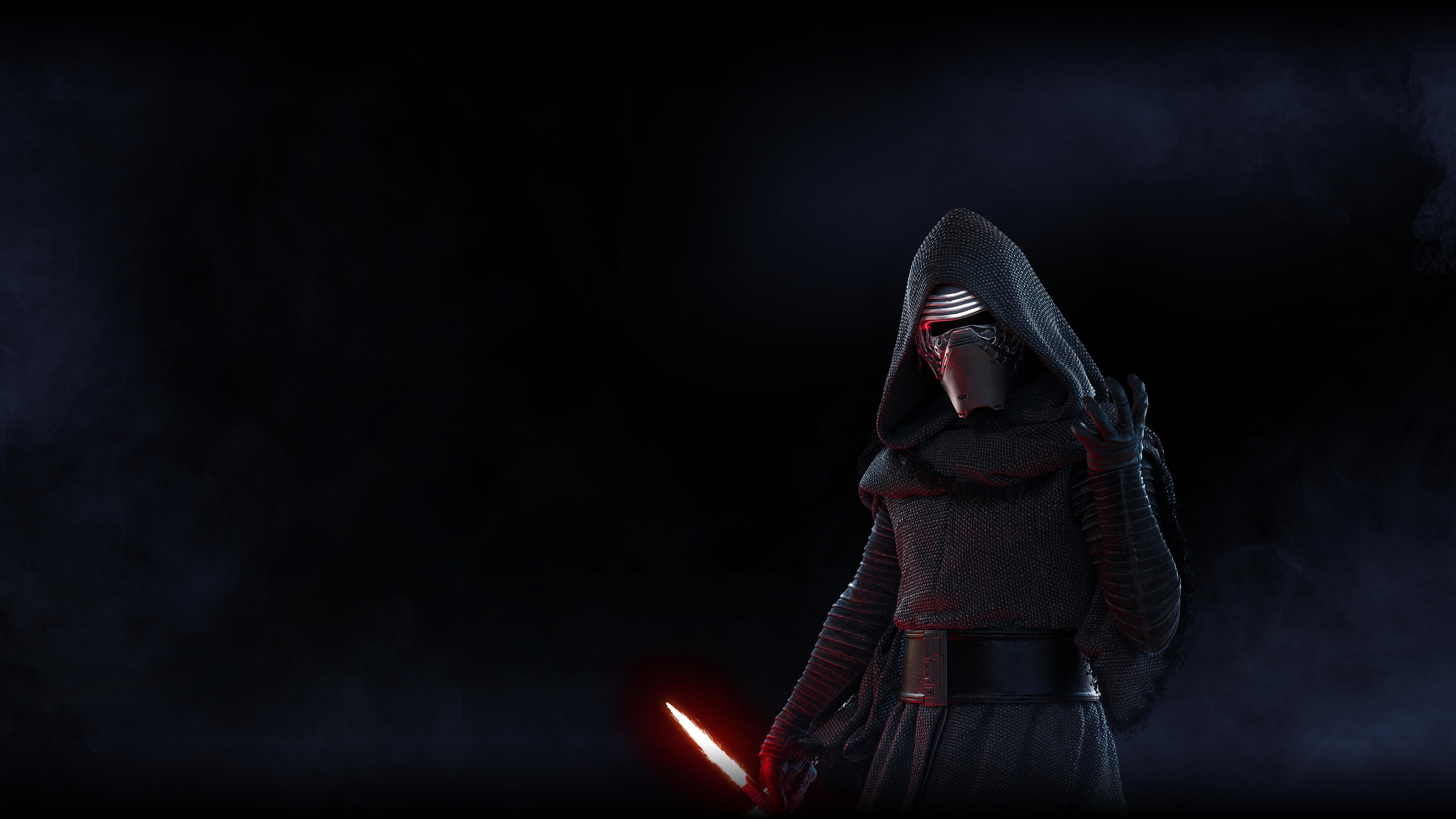adult, xbox games, studio shot, kylo ren, standing, 5k, night, 5K, knife - weapon, spooky, indoors, 4k, red, star wars battlefront 2, black background, HD Wallpaper