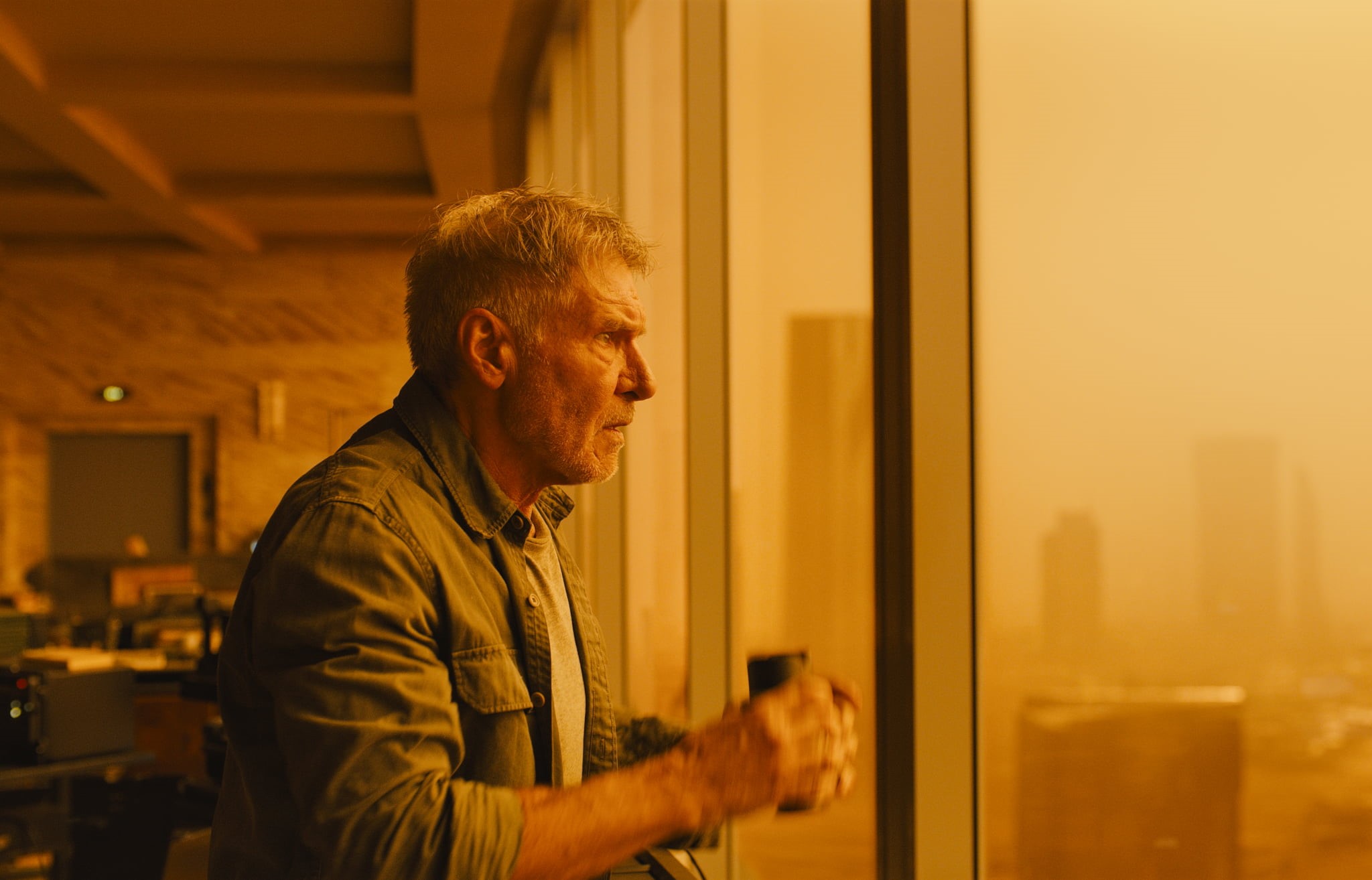 actor, side view, movies, contemplation, waist up, city, indoors, window, lifestyles, facial hair, standing, males, Blade Runner 2049, architecture, 1080P, HD Wallpaper