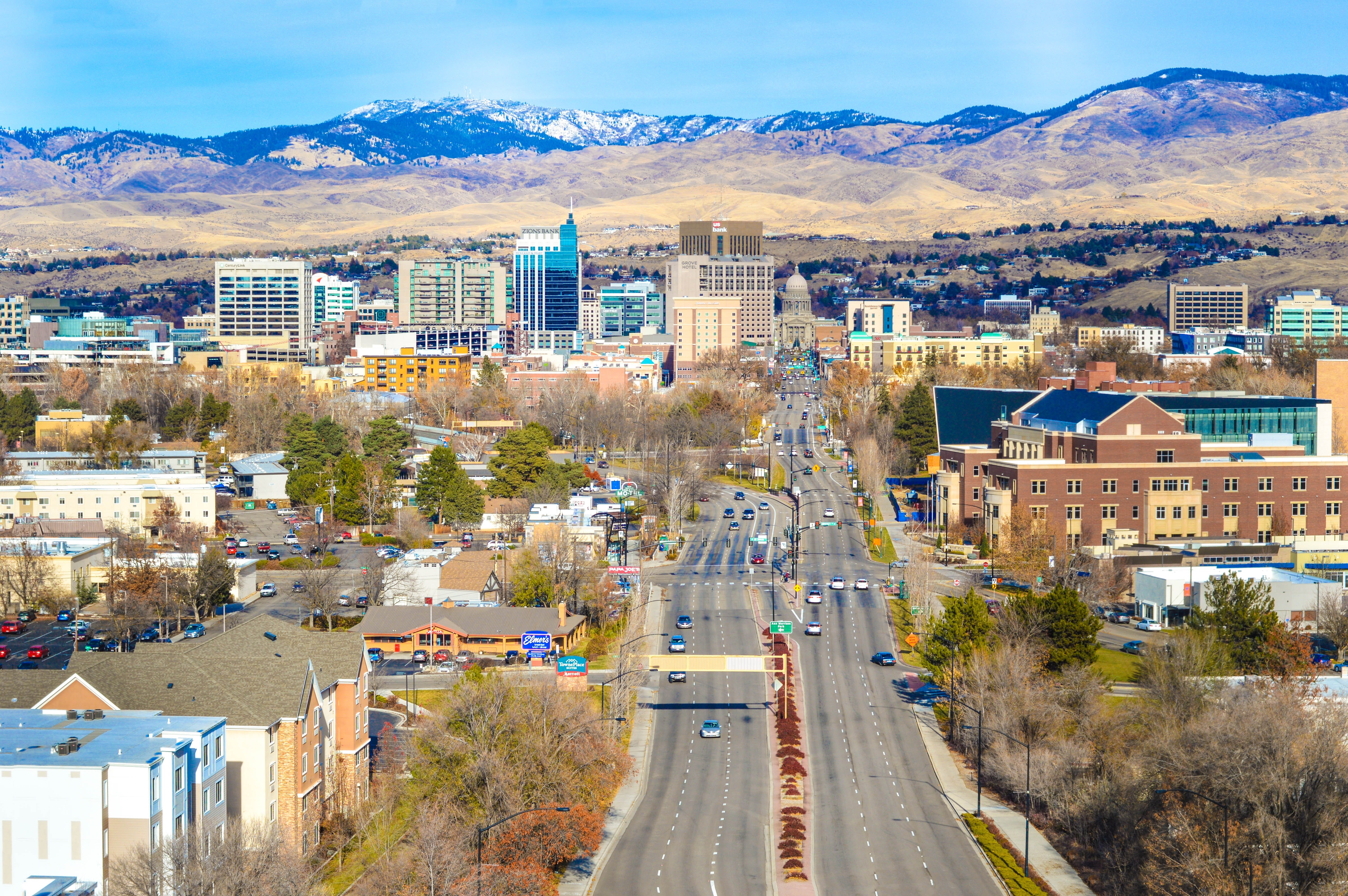 boise, idaho, cityscape, landscape, transportation, mountain, street, city, travel destinations, capitol, architecture, capital, outdoors, 5K, nature, HD Wallpaper