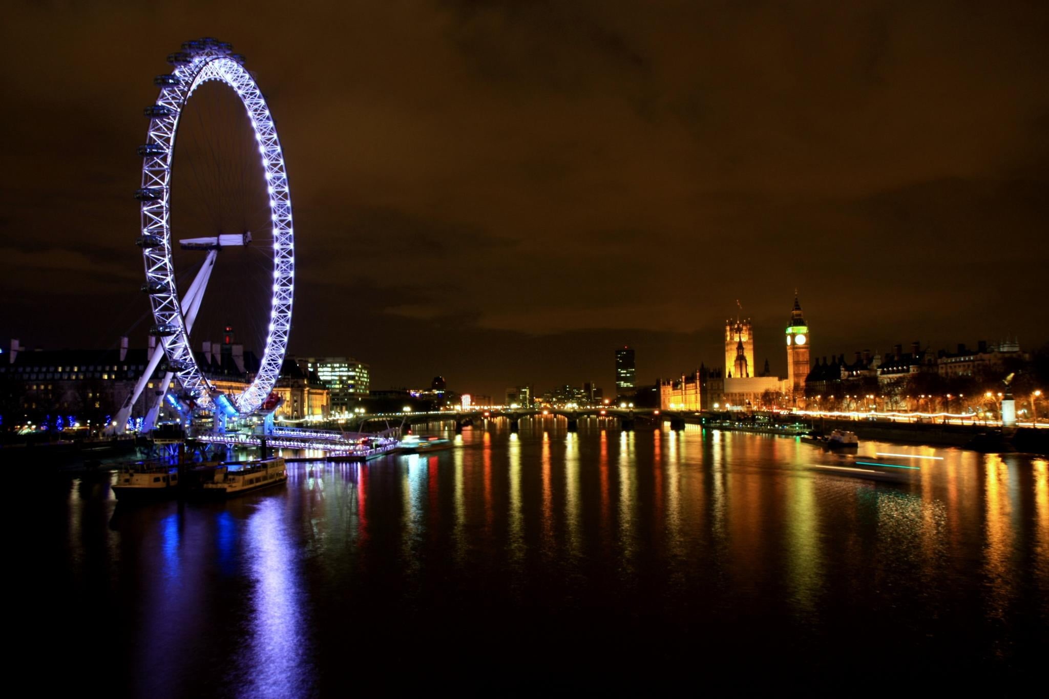 uK, Westminster Bridge, urban Scene, tourism, reflection, travel Destinations, thames River, river, dusk, 1080P, landscape, eye, bridge, illuminated, london - England, HD Wallpaper