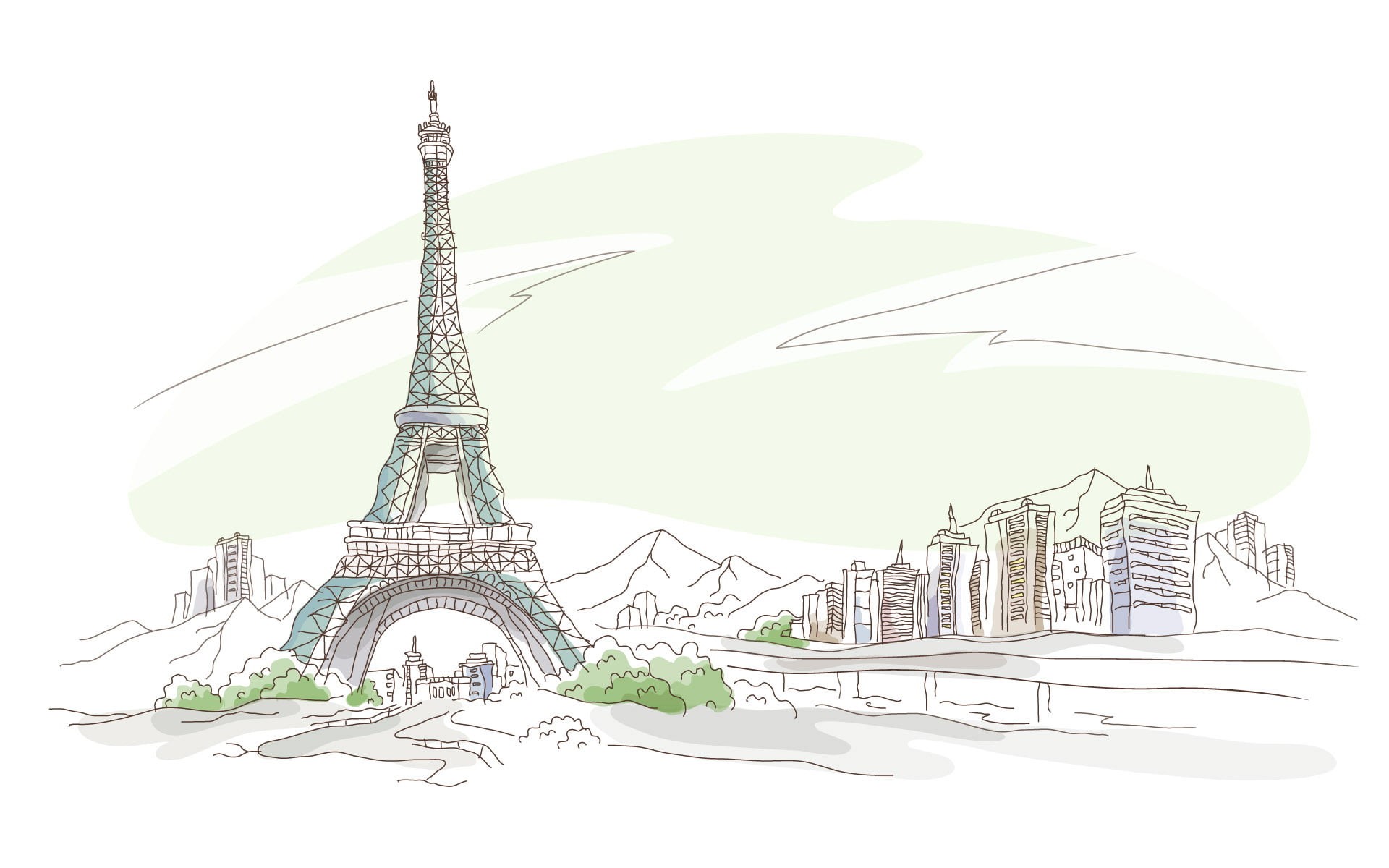 nature, city, cultures, tourism, landscape, paris - France, France, art and craft, building Exterior, eyfeleva tower, white background, eiffel, tree, urban Skyline, HD Wallpaper